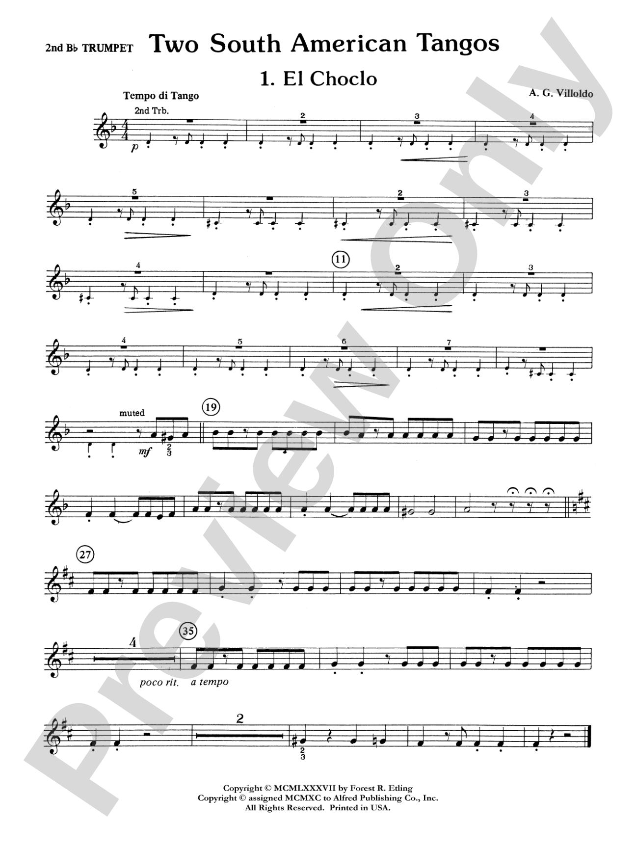 Two South American Tangos: 2nd B-flat Trumpet