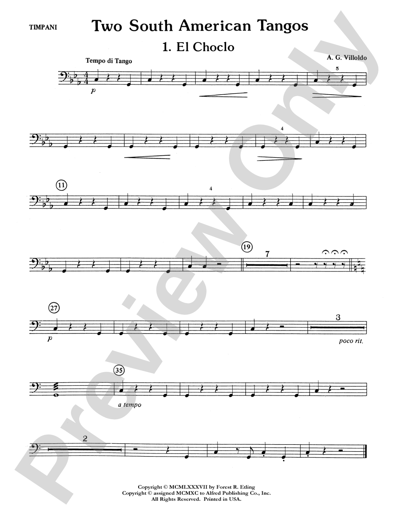 Two South American Tangos: Timpani