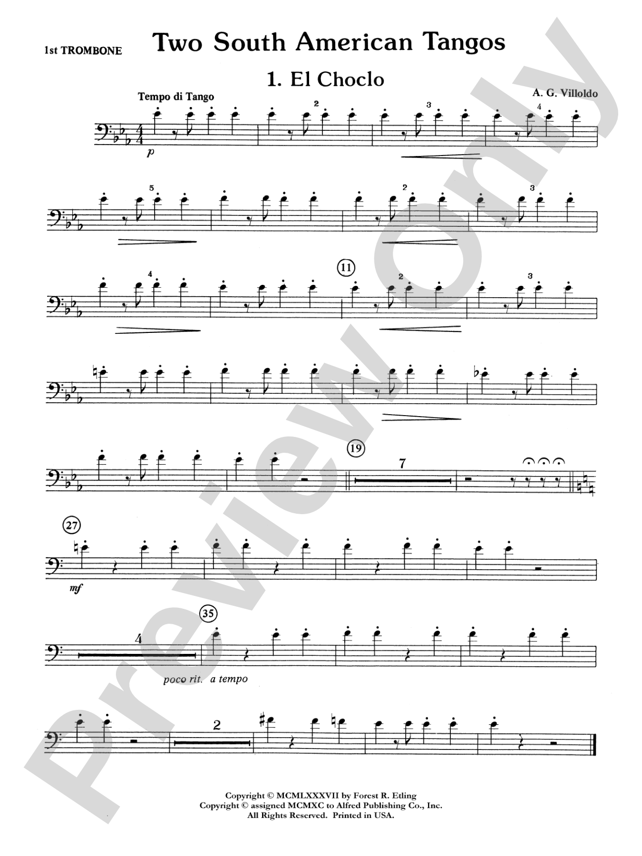 Two South American Tangos: 1st Trombone
