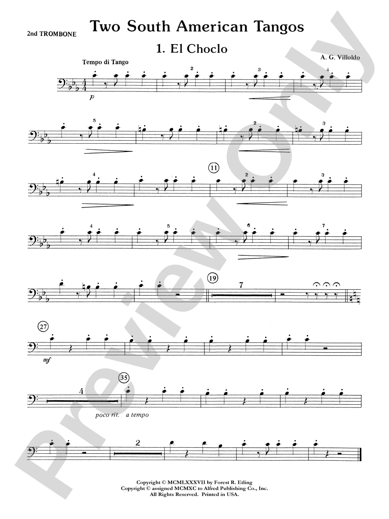 Two South American Tangos: 2nd Trombone