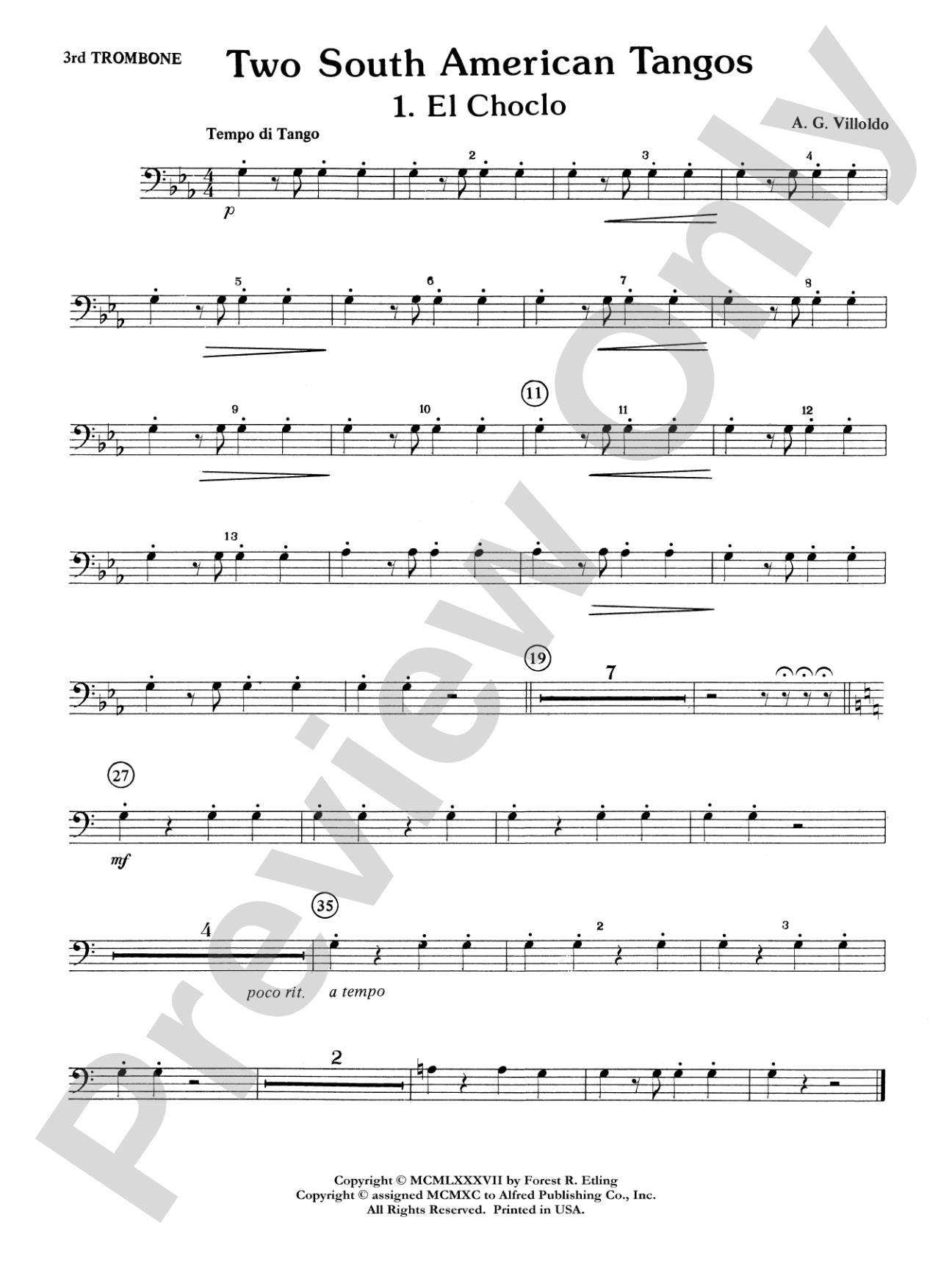 Two South American Tangos: 3rd Trombone