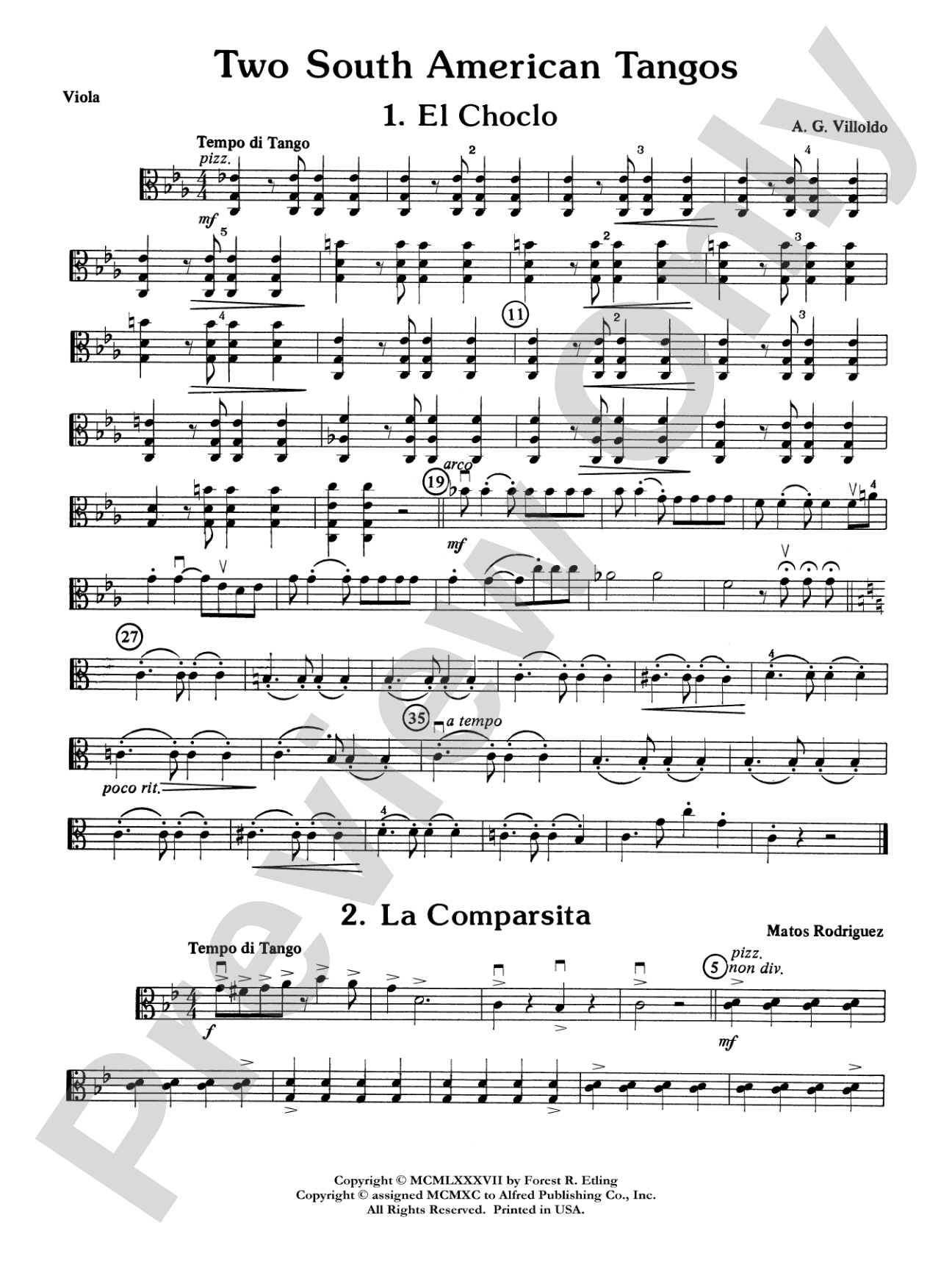 Two South American Tangos: Viola