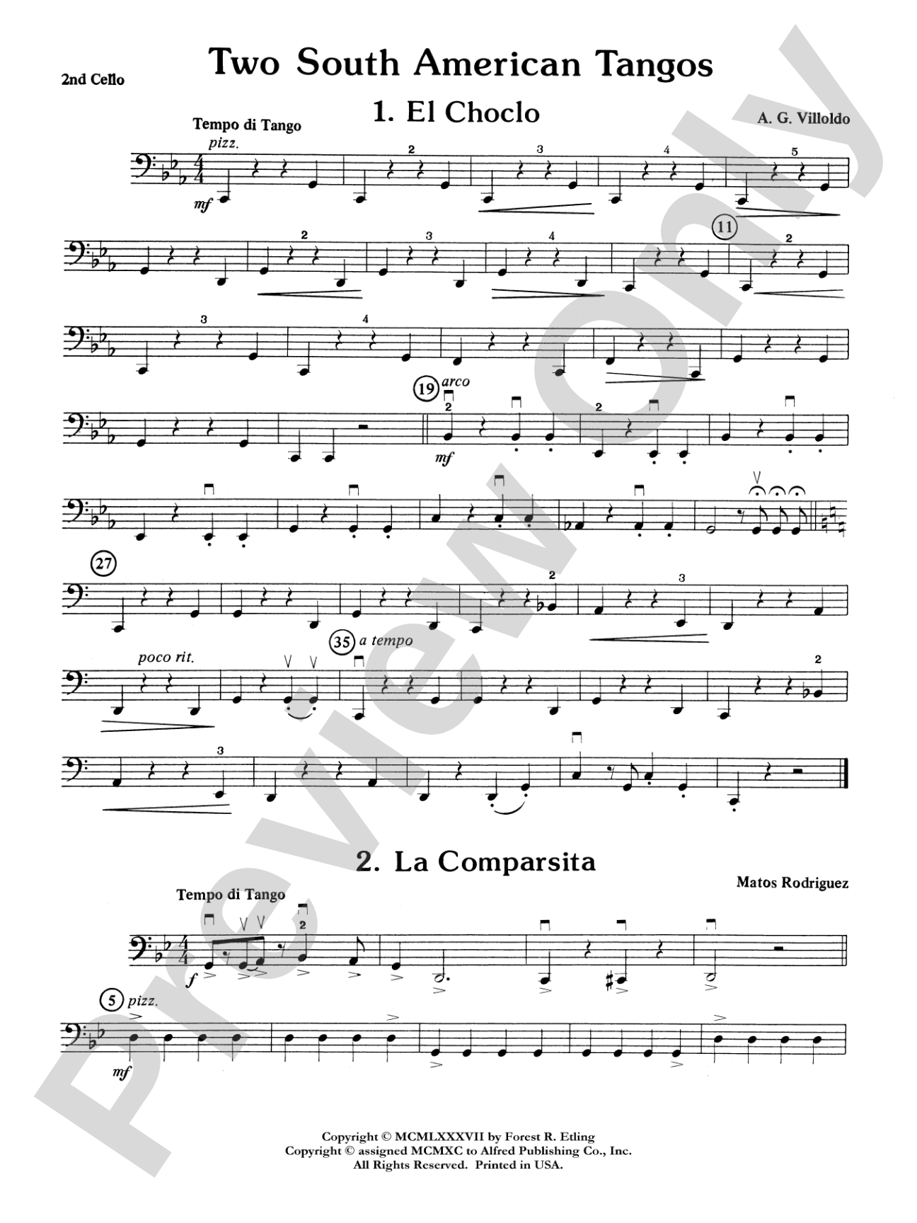Two South American Tangos: 2nd Cello