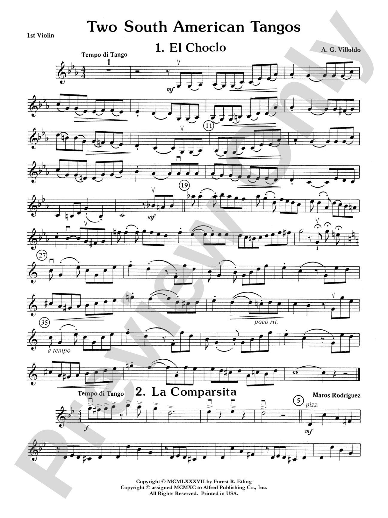 Two South American Tangos: 1st Violin