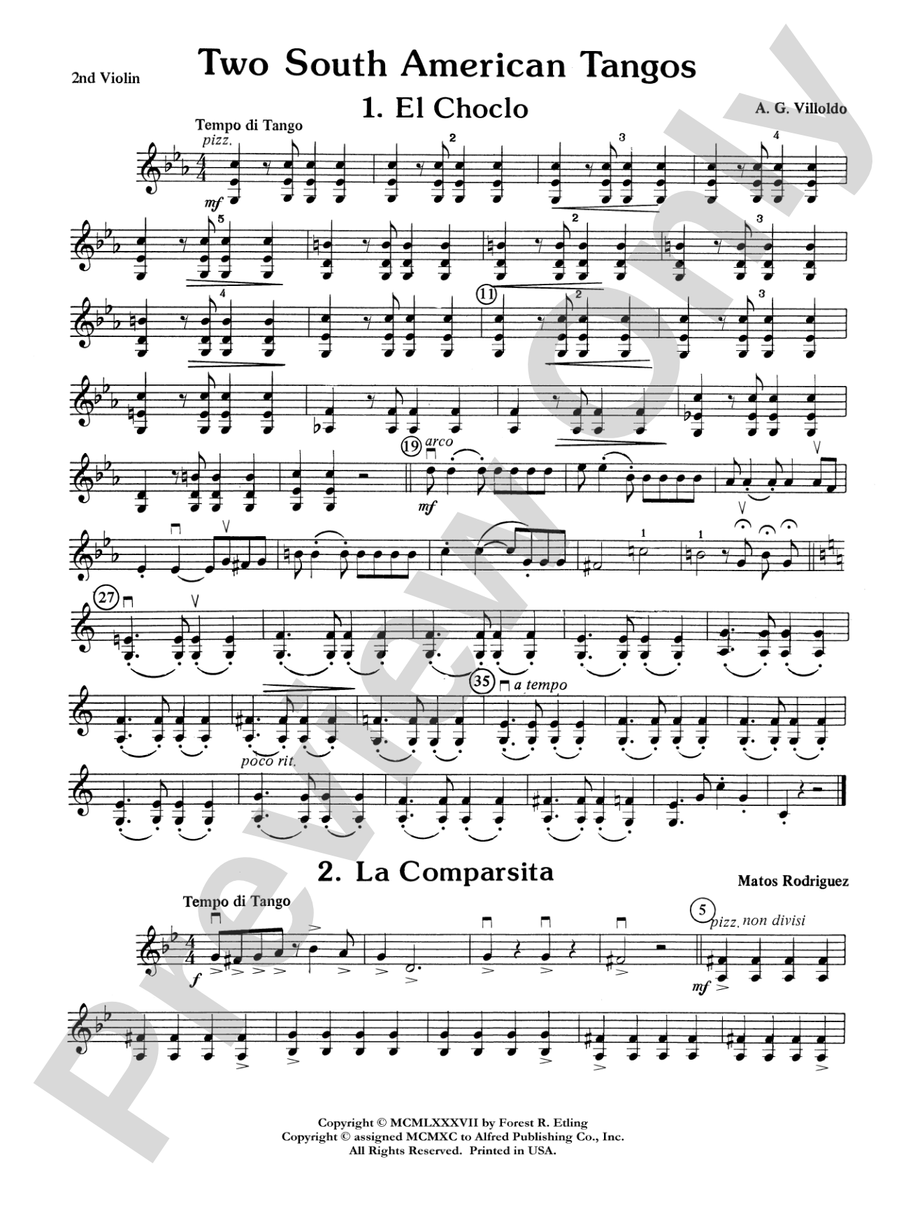 Two South American Tangos: 2nd Violin