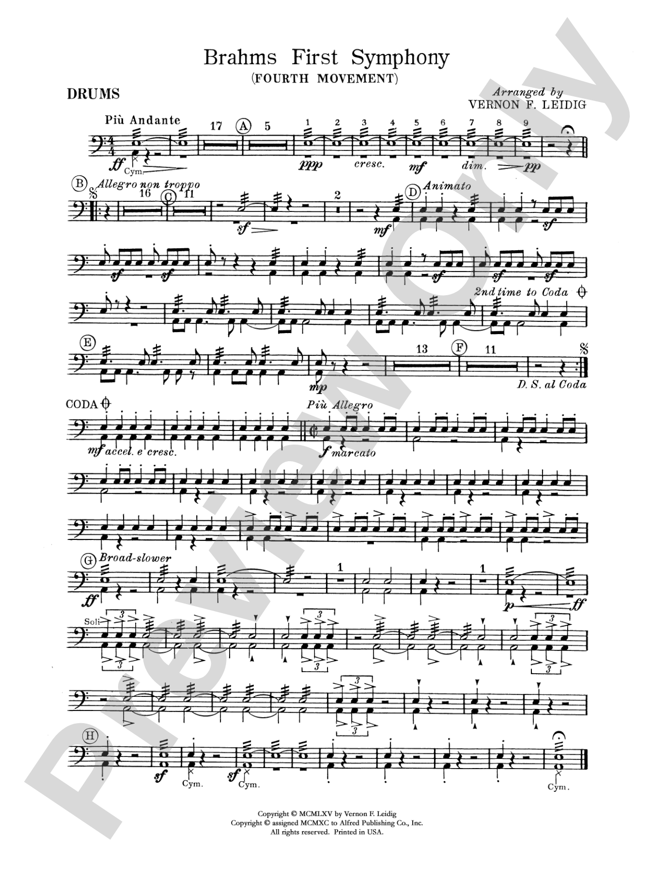 Brahms's 1st Symphony, 4th Movement: Drums