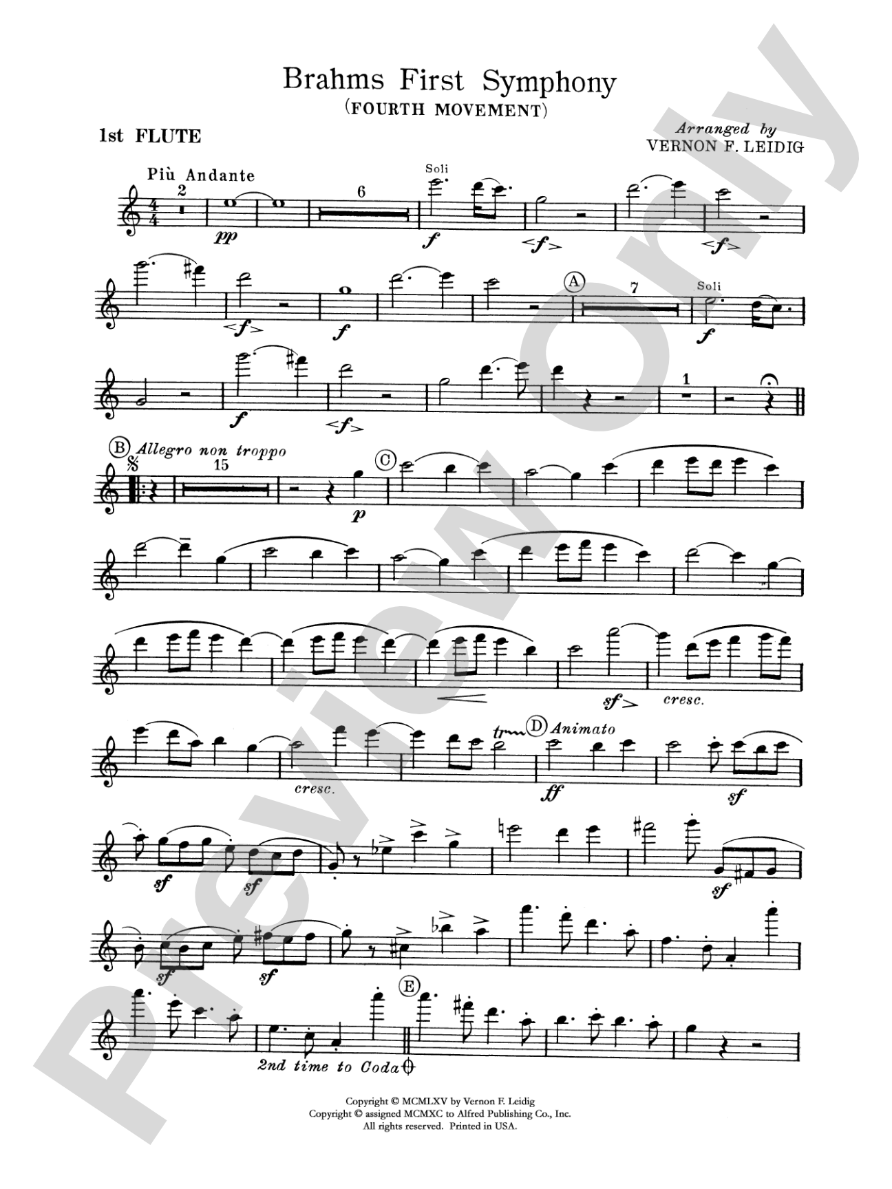 Brahms's 1st Symphony, 4th Movement: Flute