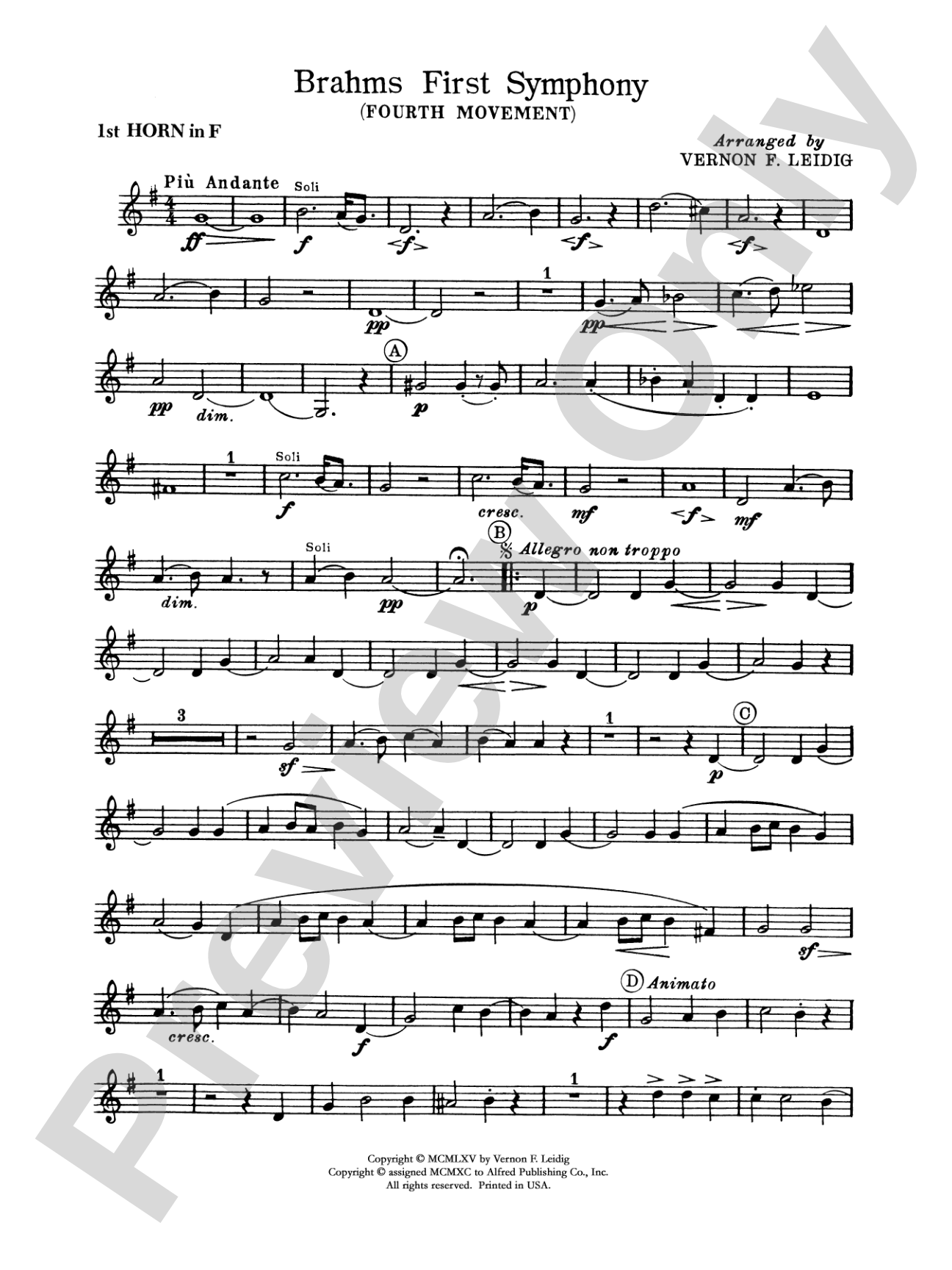 Brahms's 1st Symphony, 4th Movement: 1st F Horn