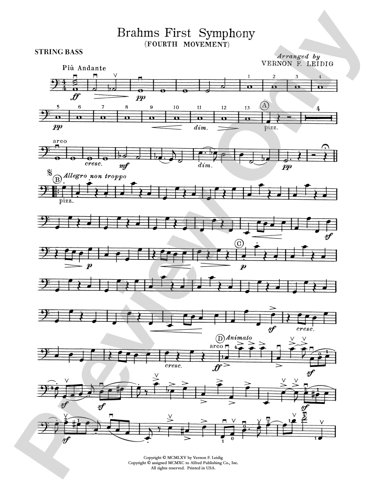 Brahms's 1st Symphony, 4th Movement: String Bass
