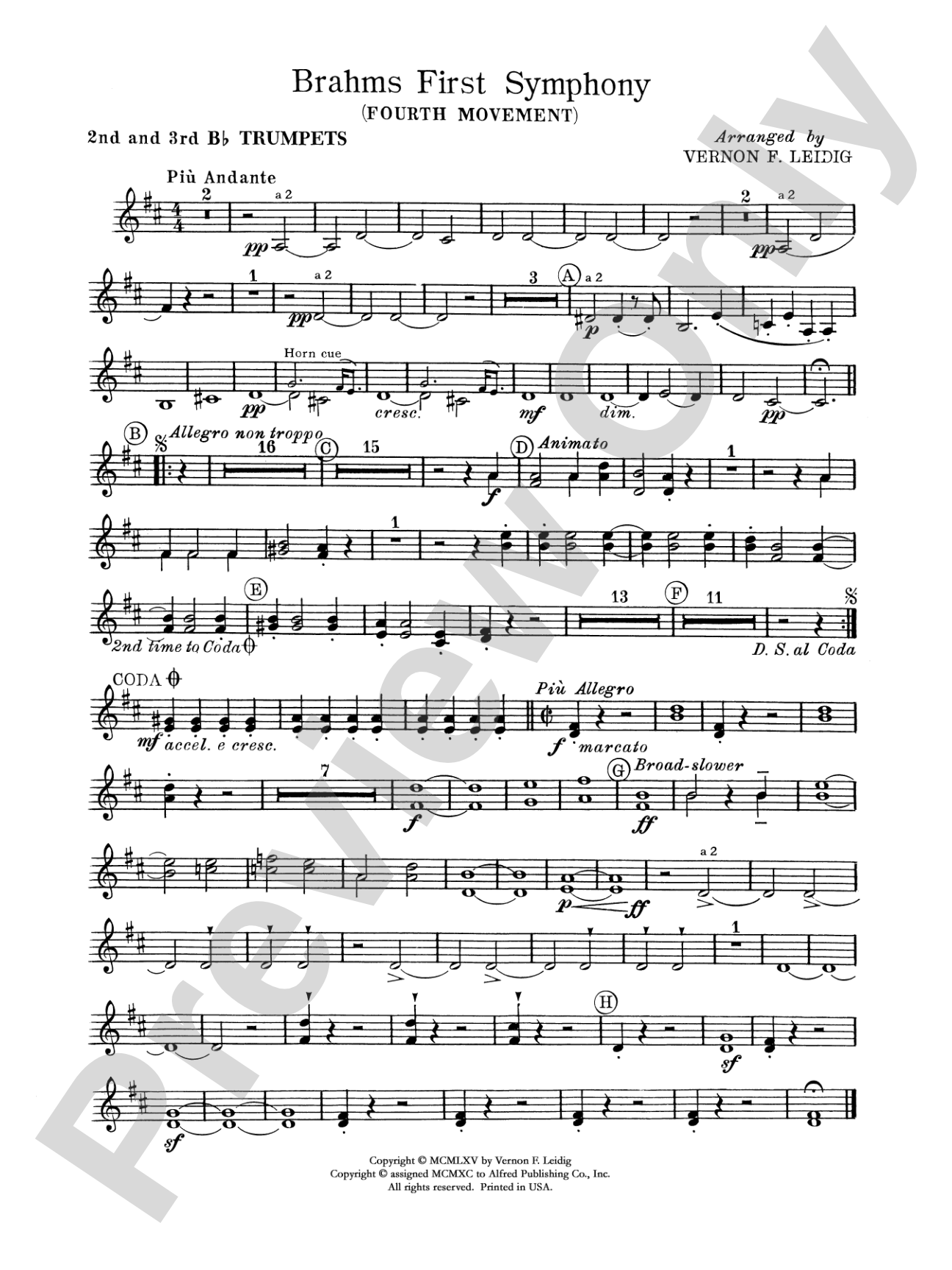 Brahms's 1st Symphony, 4th Movement: 2nd B-flat Trumpet