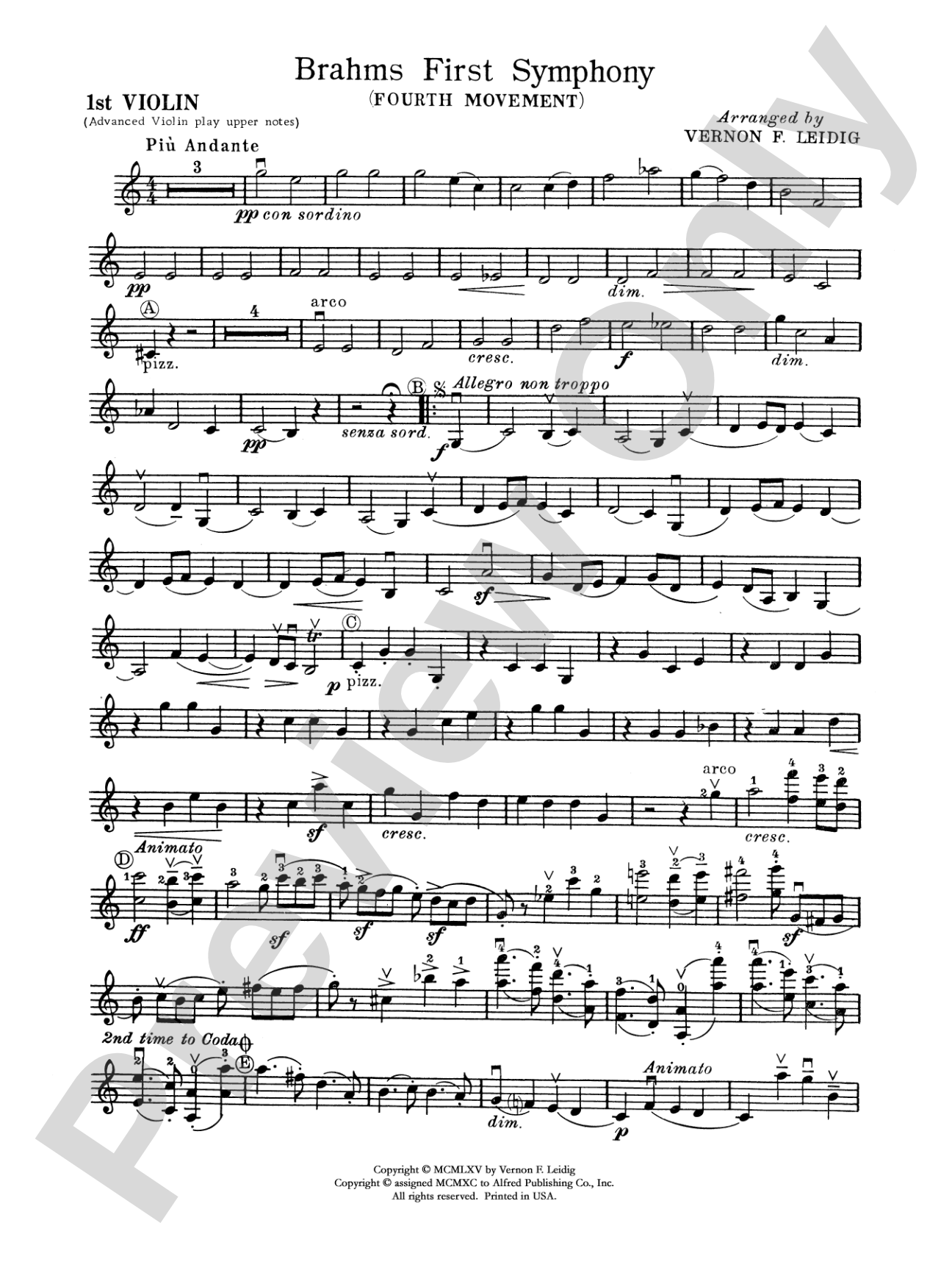 Brahms's 1st Symphony, 4th Movement: 1st Violin