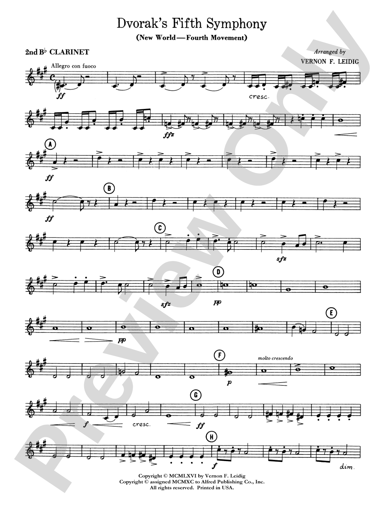 Dvorák's 5th Symphony ("New World," 4th Movement): 2nd B-flat Clarinet