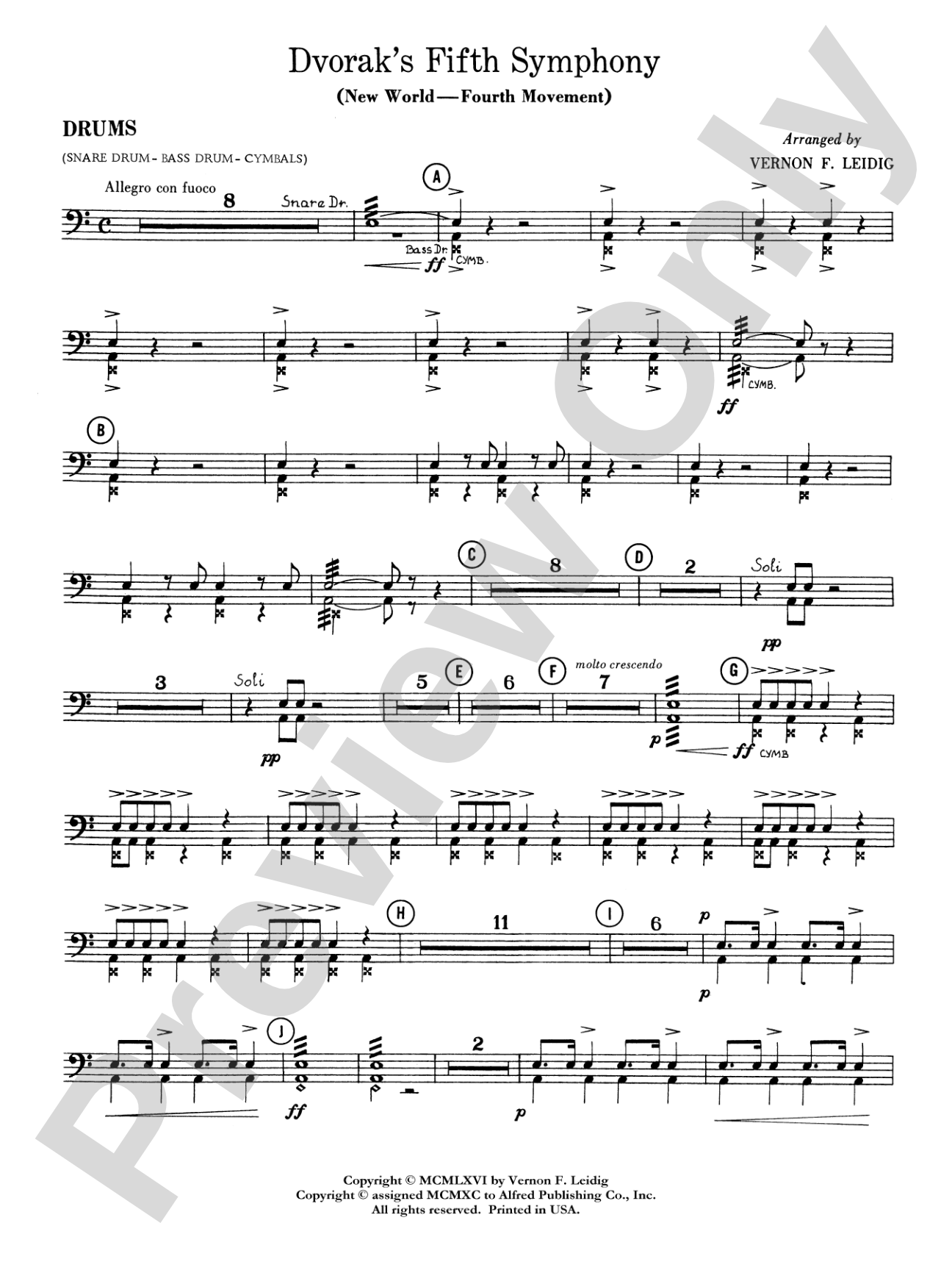 Dvorák's 5th Symphony ("New World," 4th Movement): Drums