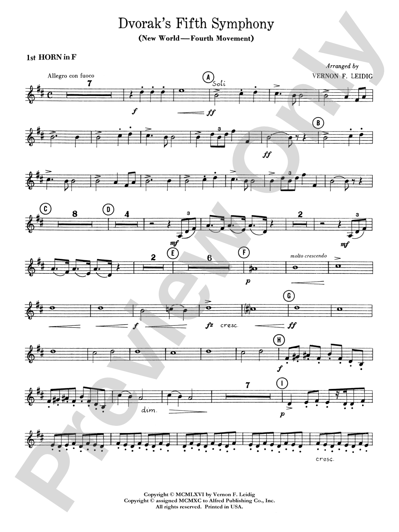 Dvorák's 5th Symphony ("New World," 4th Movement): 1st F Horn