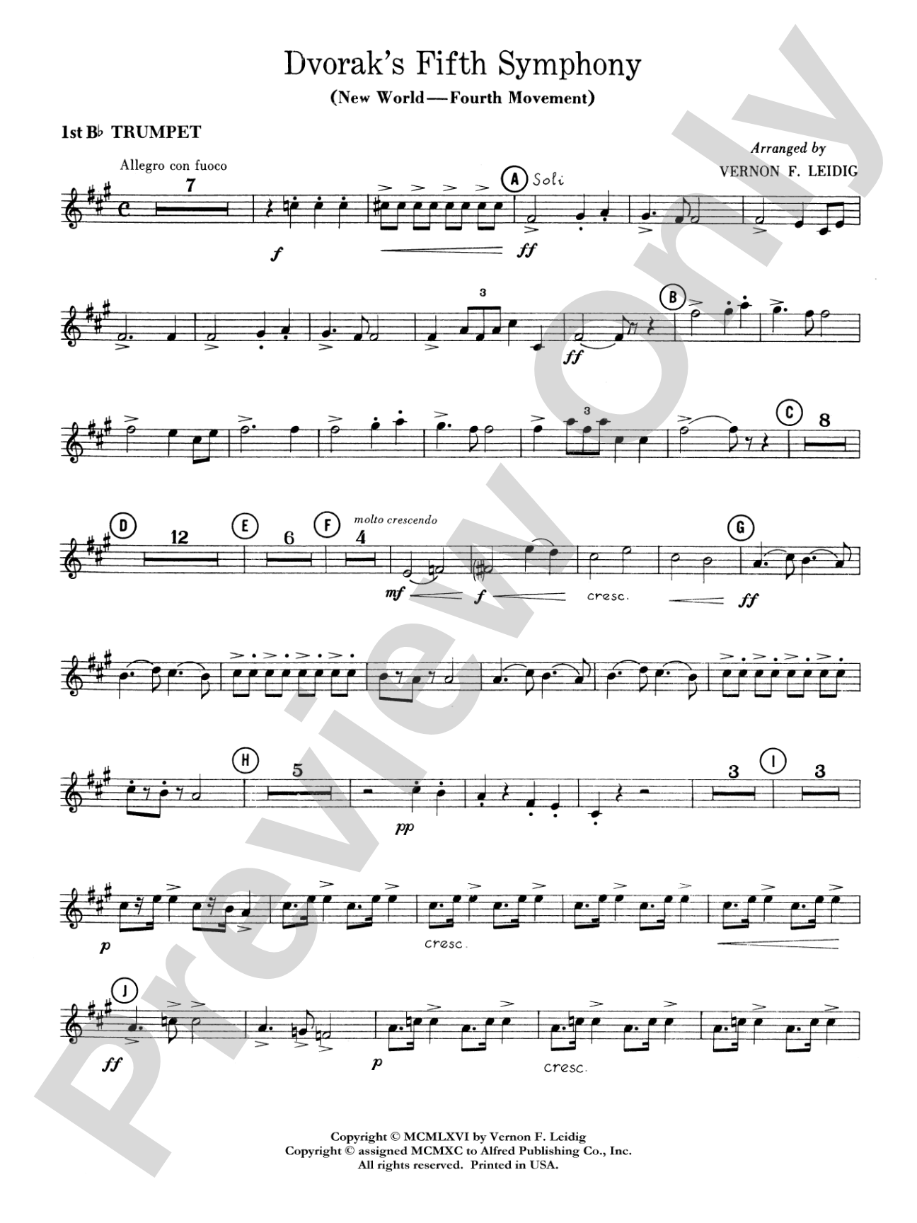 Dvorák's 5th Symphony ("New World," 4th Movement): 1st B-flat Trumpet