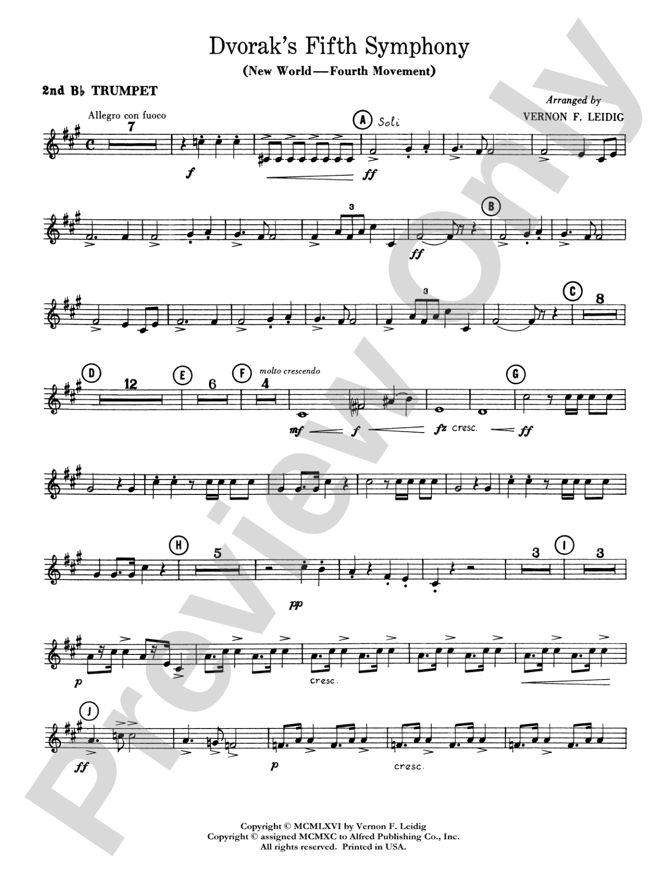 Dvorák's 5th Symphony ("New World," 4th Movement): 2nd B-flat Trumpet