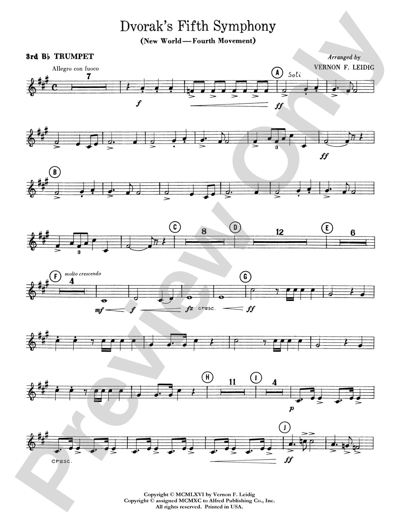 Dvorák's 5th Symphony ("New World," 4th Movement): 3rd B-flat Trumpet