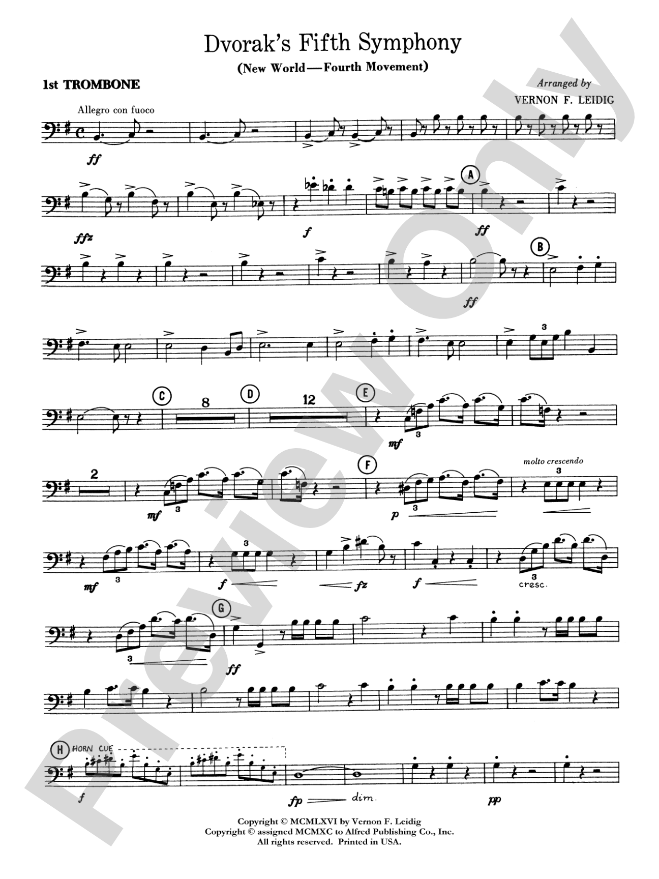 Dvorák's 5th Symphony ("New World," 4th Movement): 1st Trombone