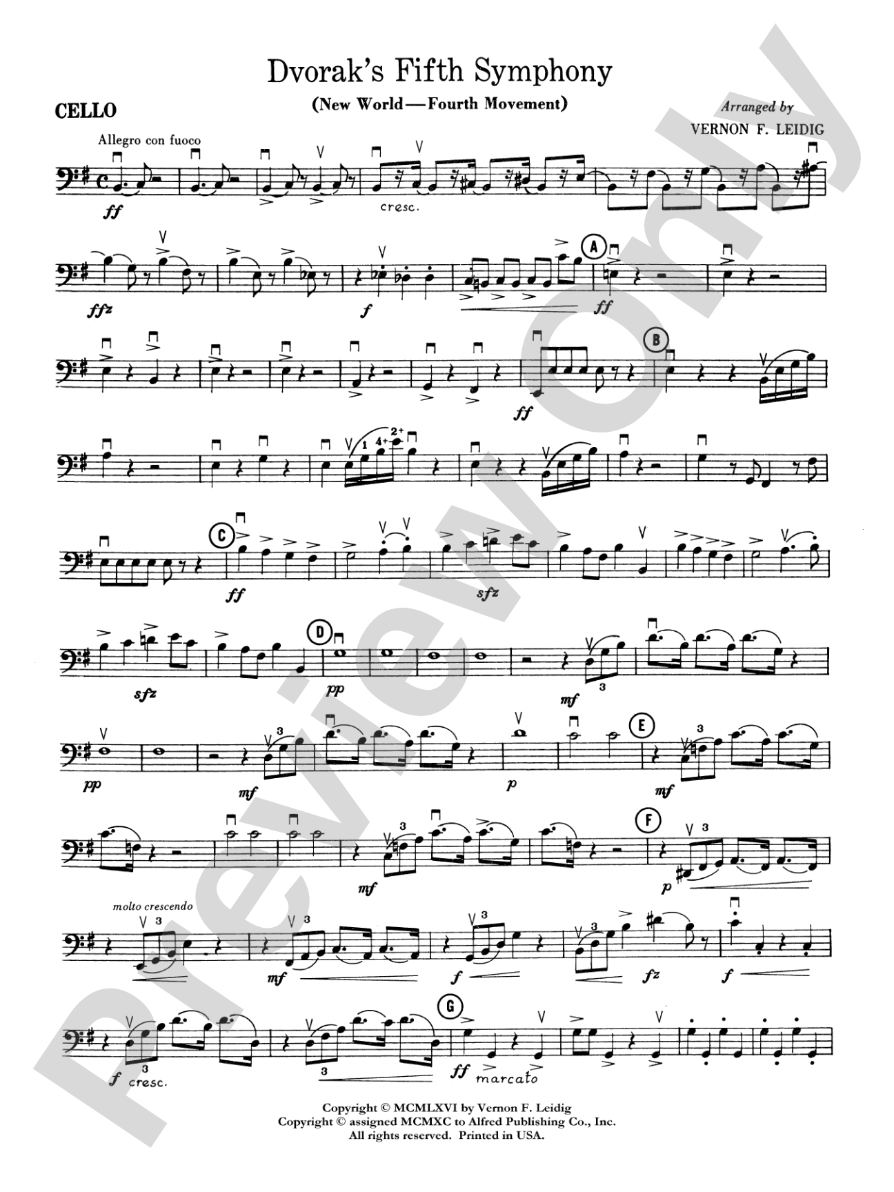 Dvorák's 5th Symphony ("New World," 4th Movement): Cello