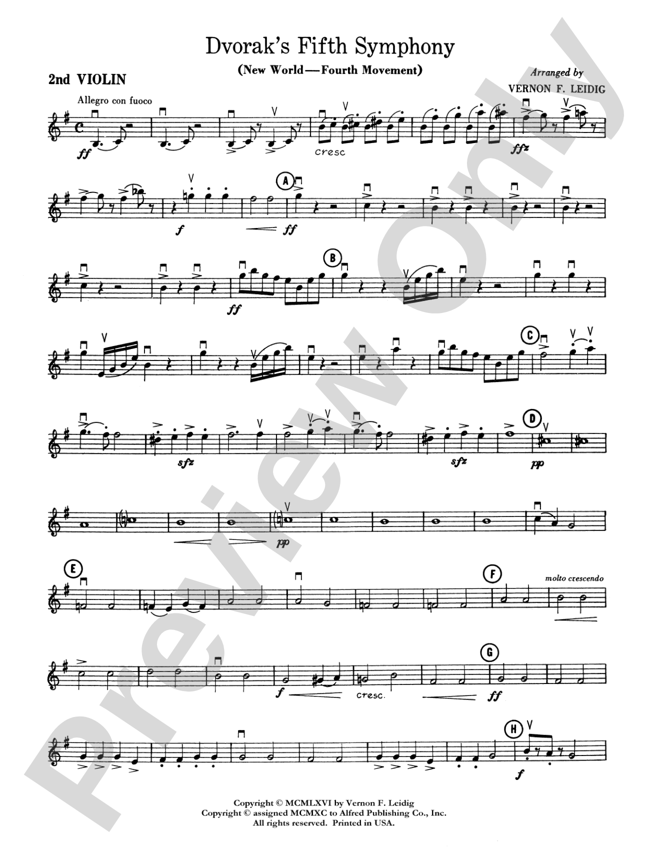 Dvorák's 5th Symphony ("New World," 4th Movement): 2nd Violin