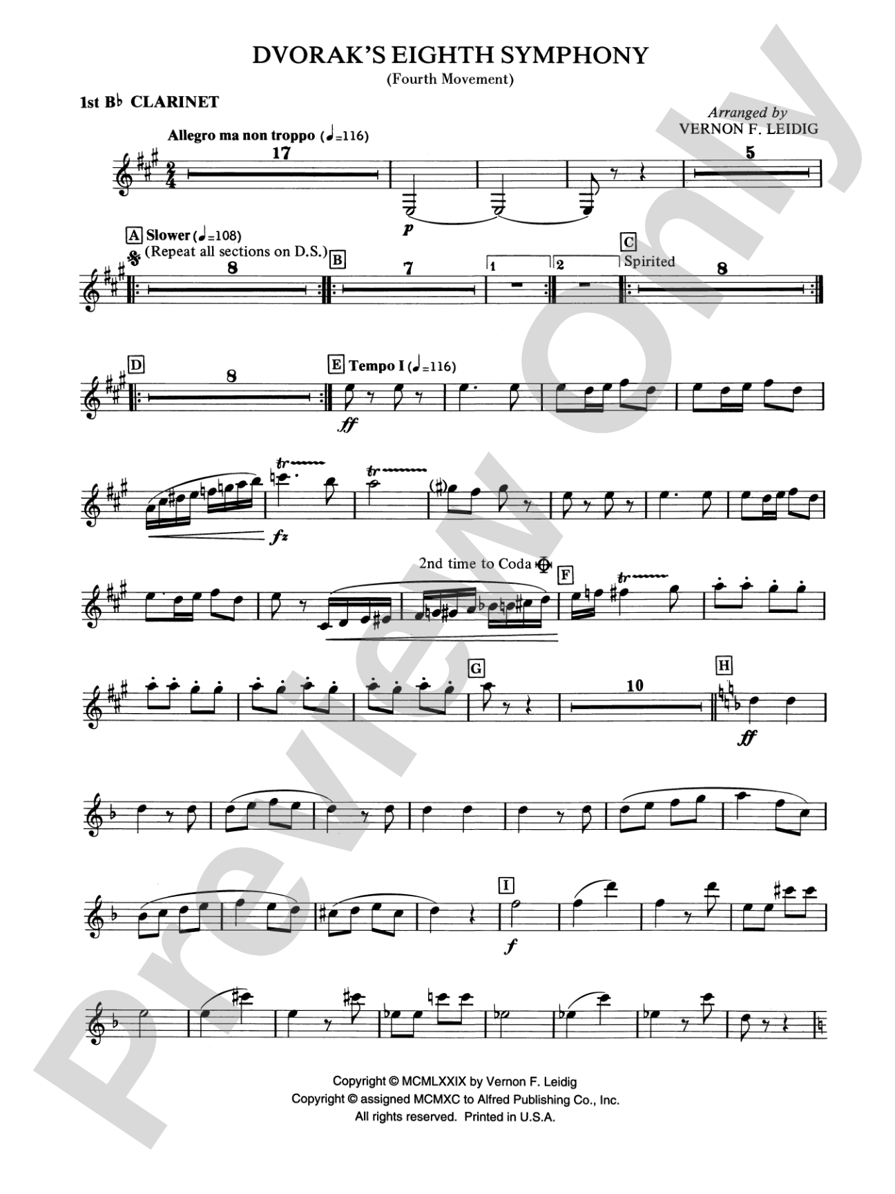 Dvorák's 8th Symphony, 4th Movement: 1st B-flat Clarinet