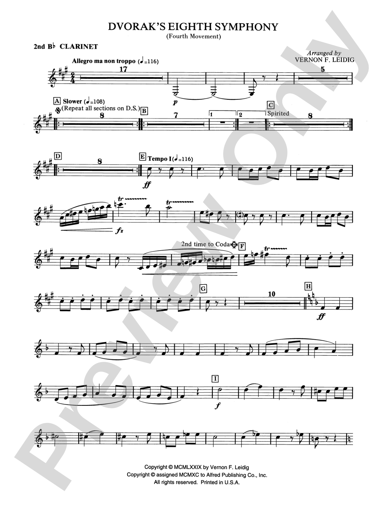 Dvorák's 8th Symphony, 4th Movement: 2nd B-flat Clarinet
