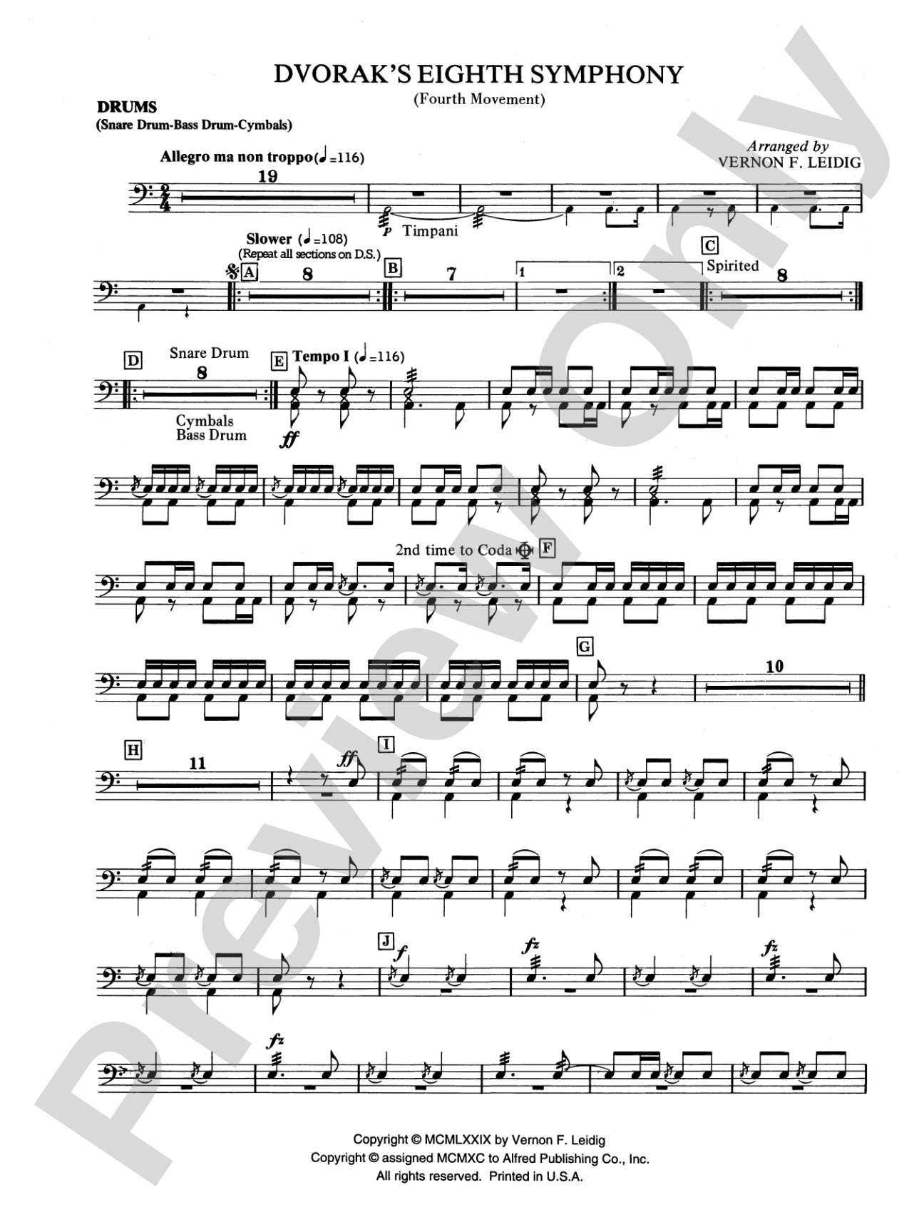 Dvorák's 8th Symphony, 4th Movement: Drums
