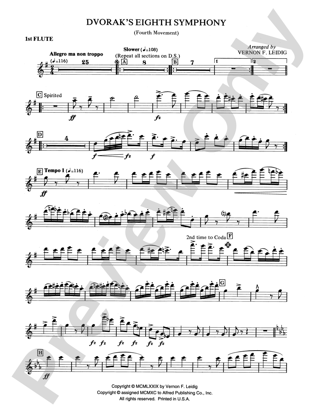 Dvorák's 8th Symphony, 4th Movement: Flute