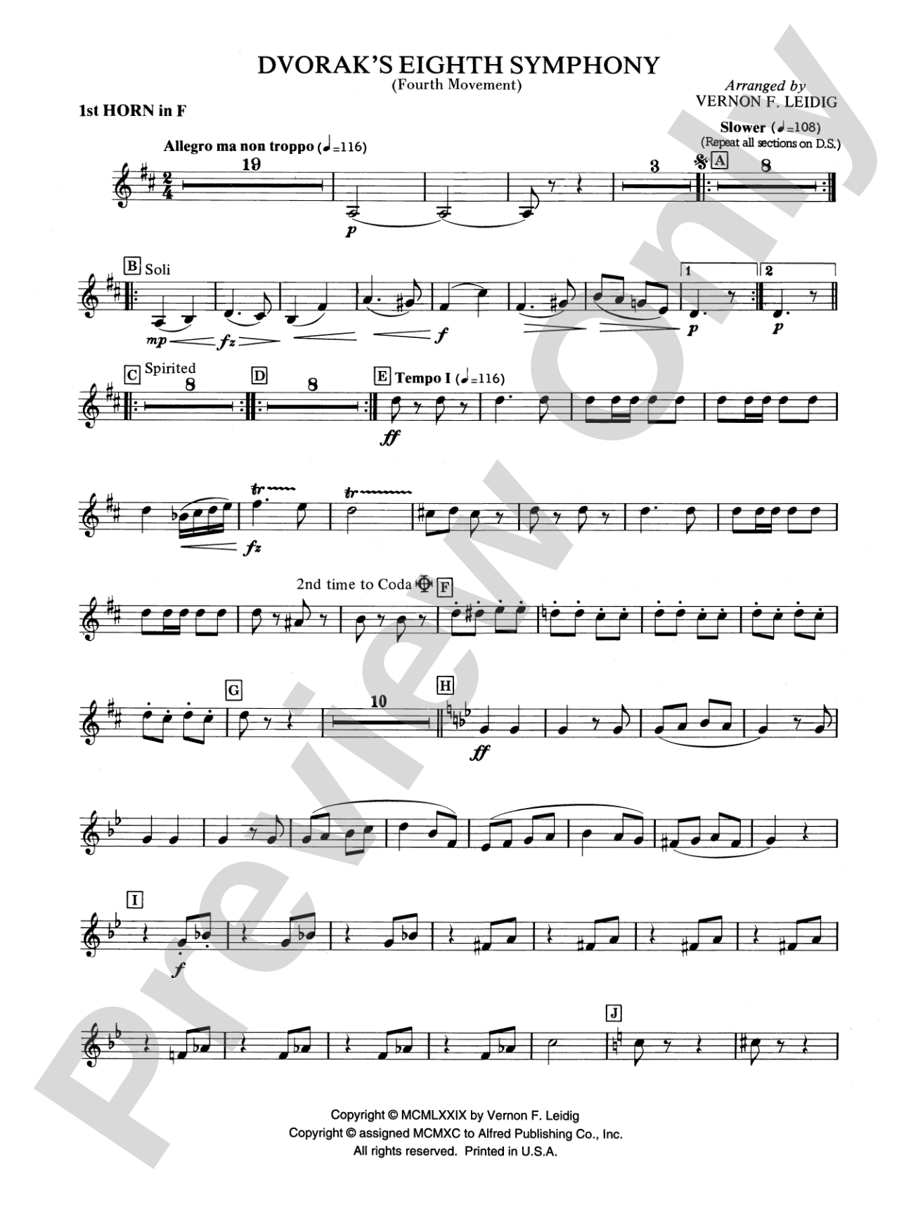 Dvorák's 8th Symphony, 4th Movement: 1st F Horn