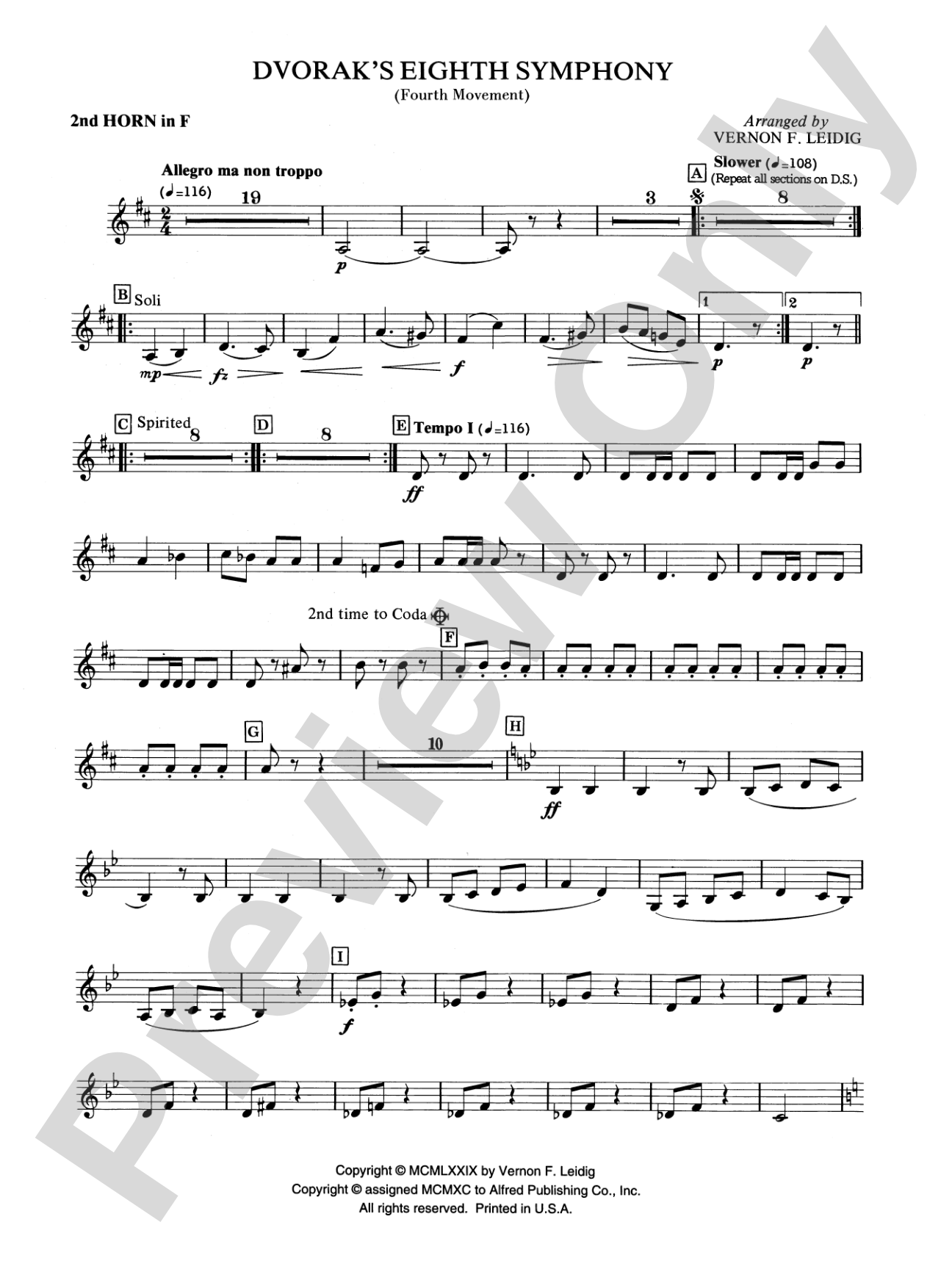 Dvorák's 8th Symphony, 4th Movement: 2nd F Horn