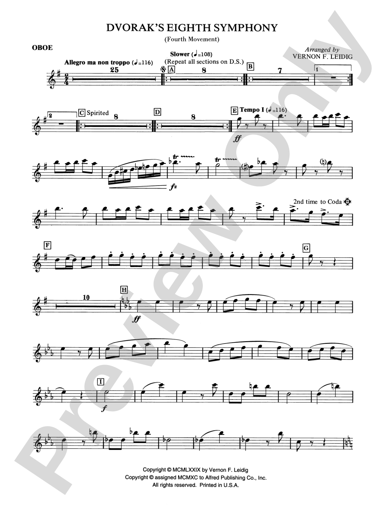 Dvorák's 8th Symphony, 4th Movement: Oboe