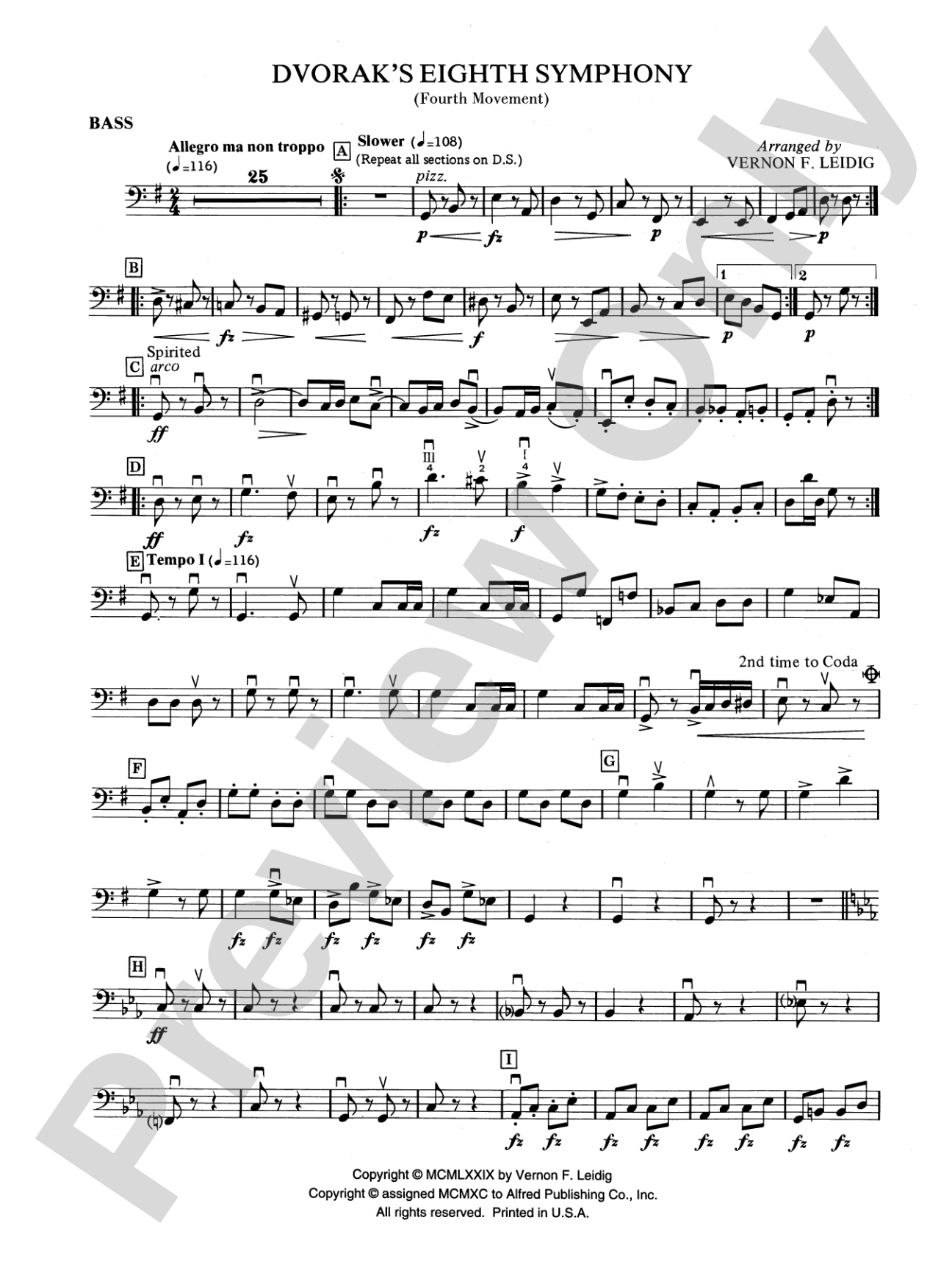 Dvorák's 8th Symphony, 4th Movement: String Bass