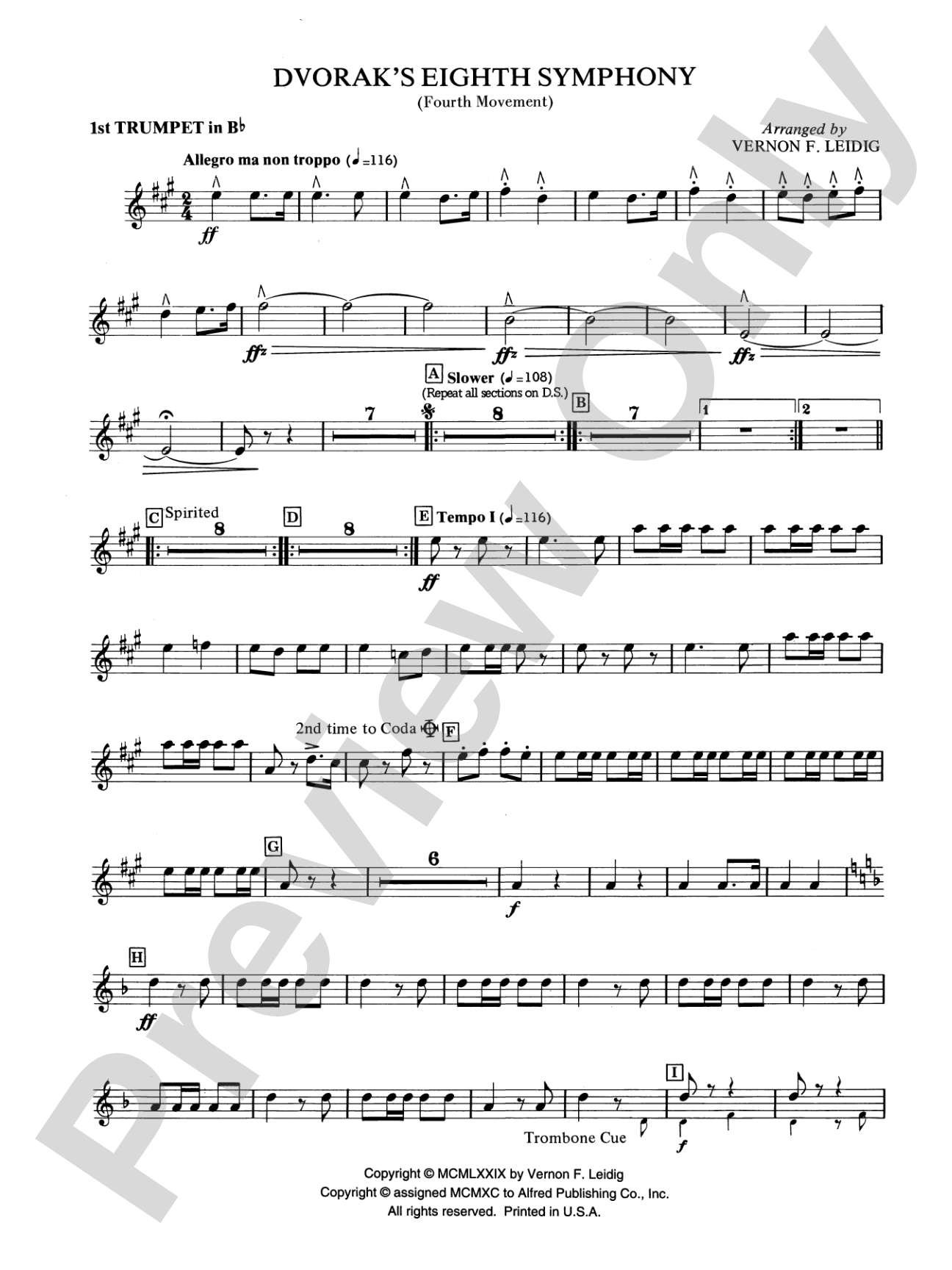 Dvorák's 8th Symphony, 4th Movement: 1st B-flat Trumpet