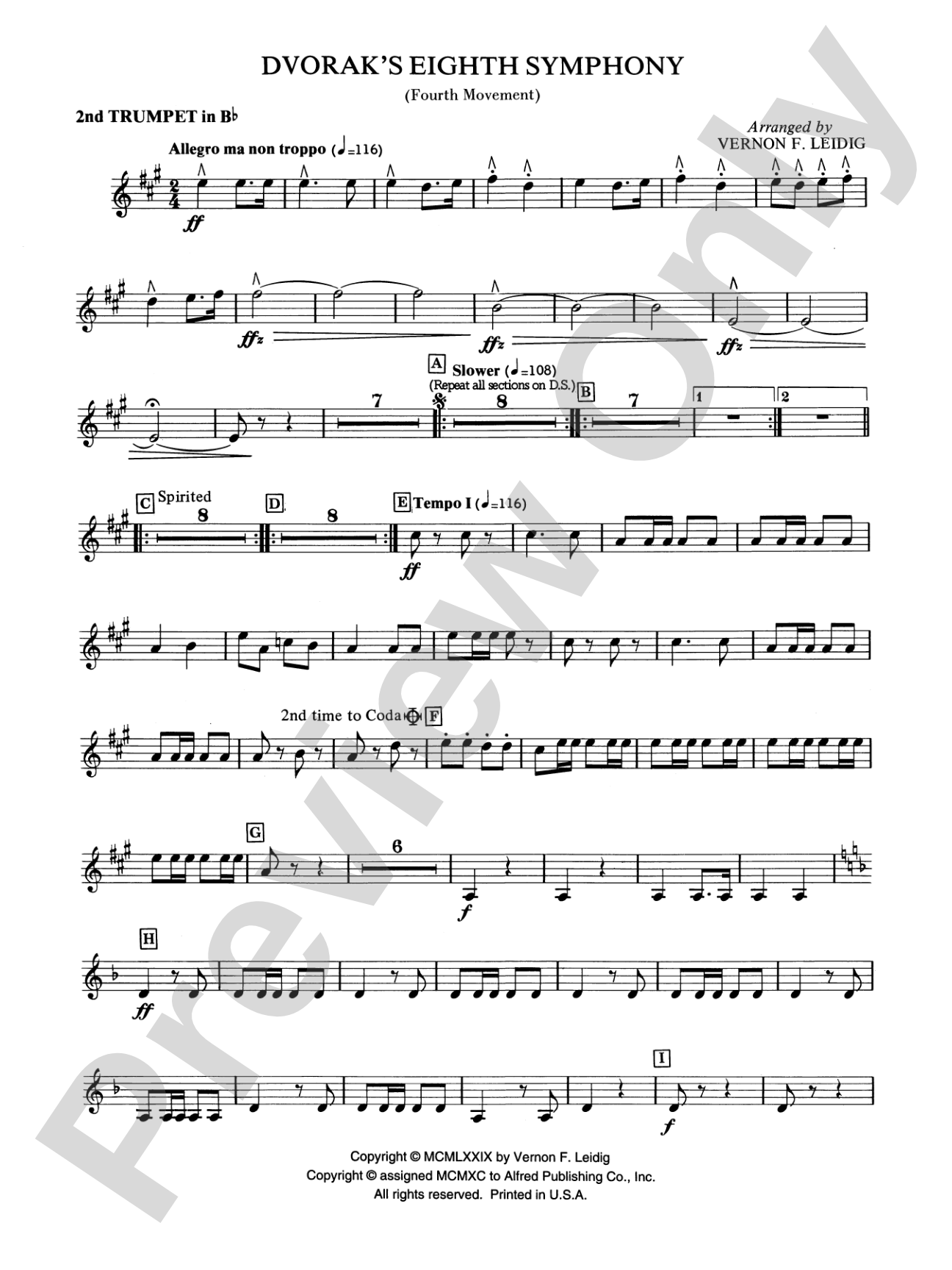 Dvorák's 8th Symphony, 4th Movement: 2nd B-flat Trumpet