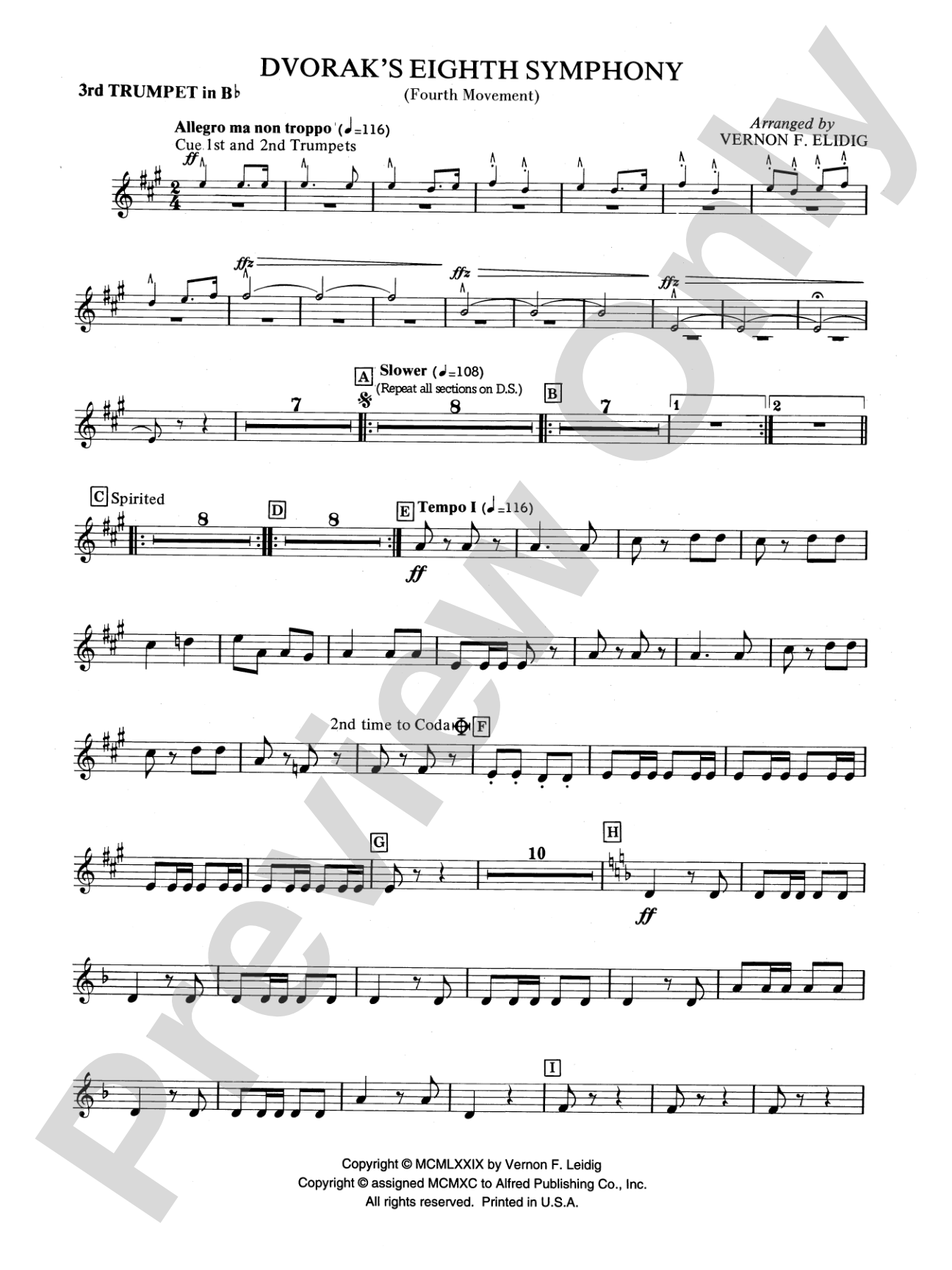 Dvorák's 8th Symphony, 4th Movement: 3rd B-flat Trumpet