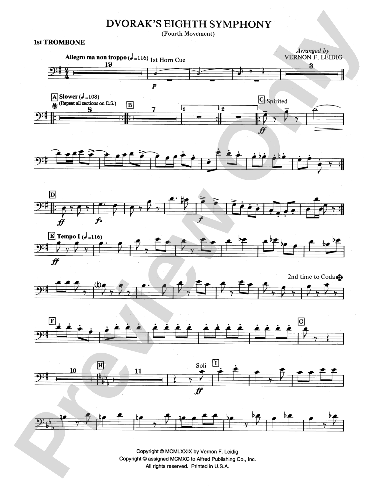 Dvorák's 8th Symphony, 4th Movement: 1st Trombone