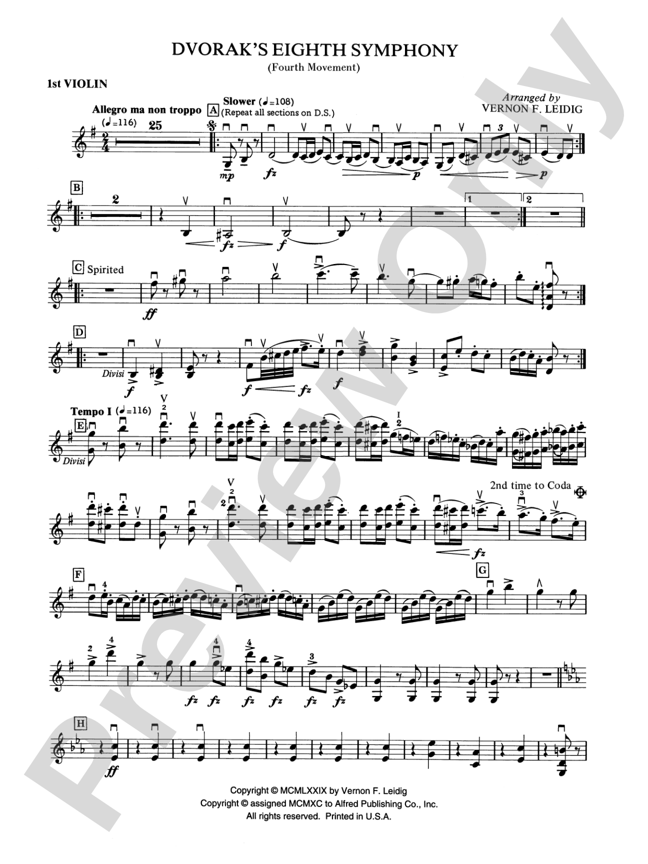 Dvorák's 8th Symphony, 4th Movement: 1st Violin