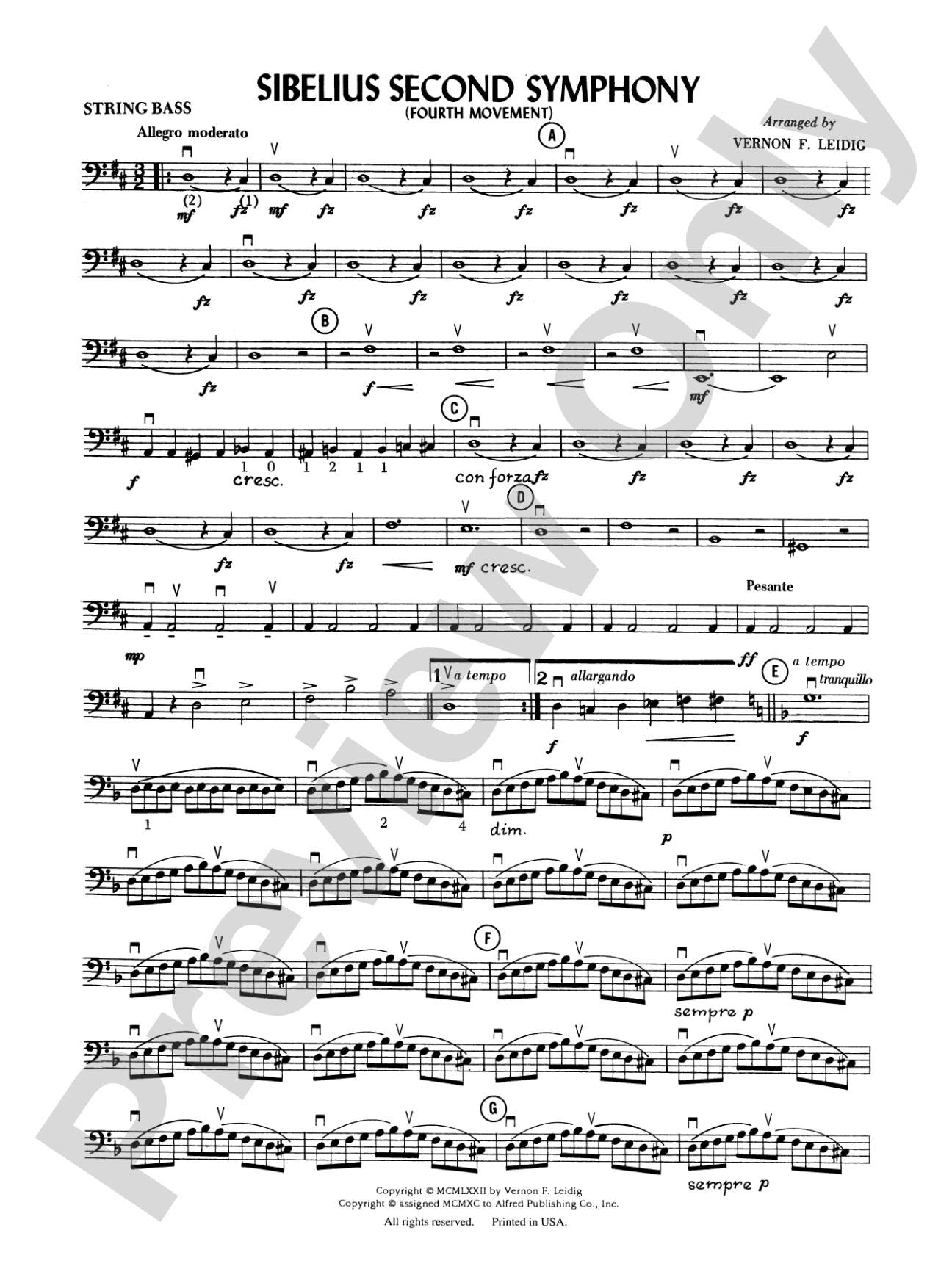 Sibelius's 2nd Symphony, 4th Movement: String Bass