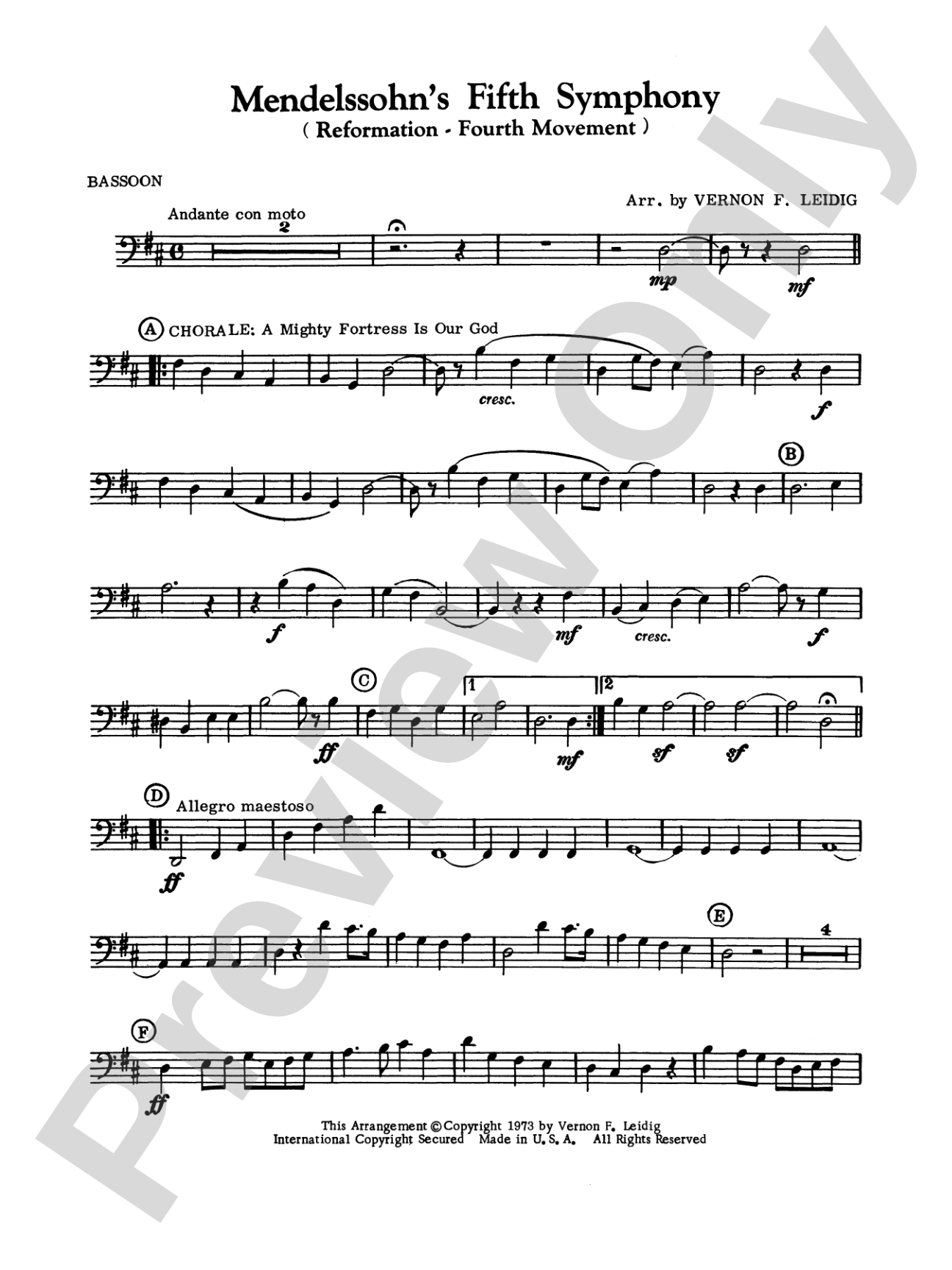 Mendelssohn's 5th Symphony "Reformation," 4th Movement: Bassoon