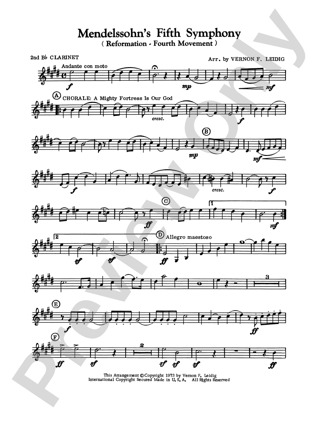 Mendelssohn's 5th Symphony "Reformation," 4th Movement: 2nd B-flat Clarinet