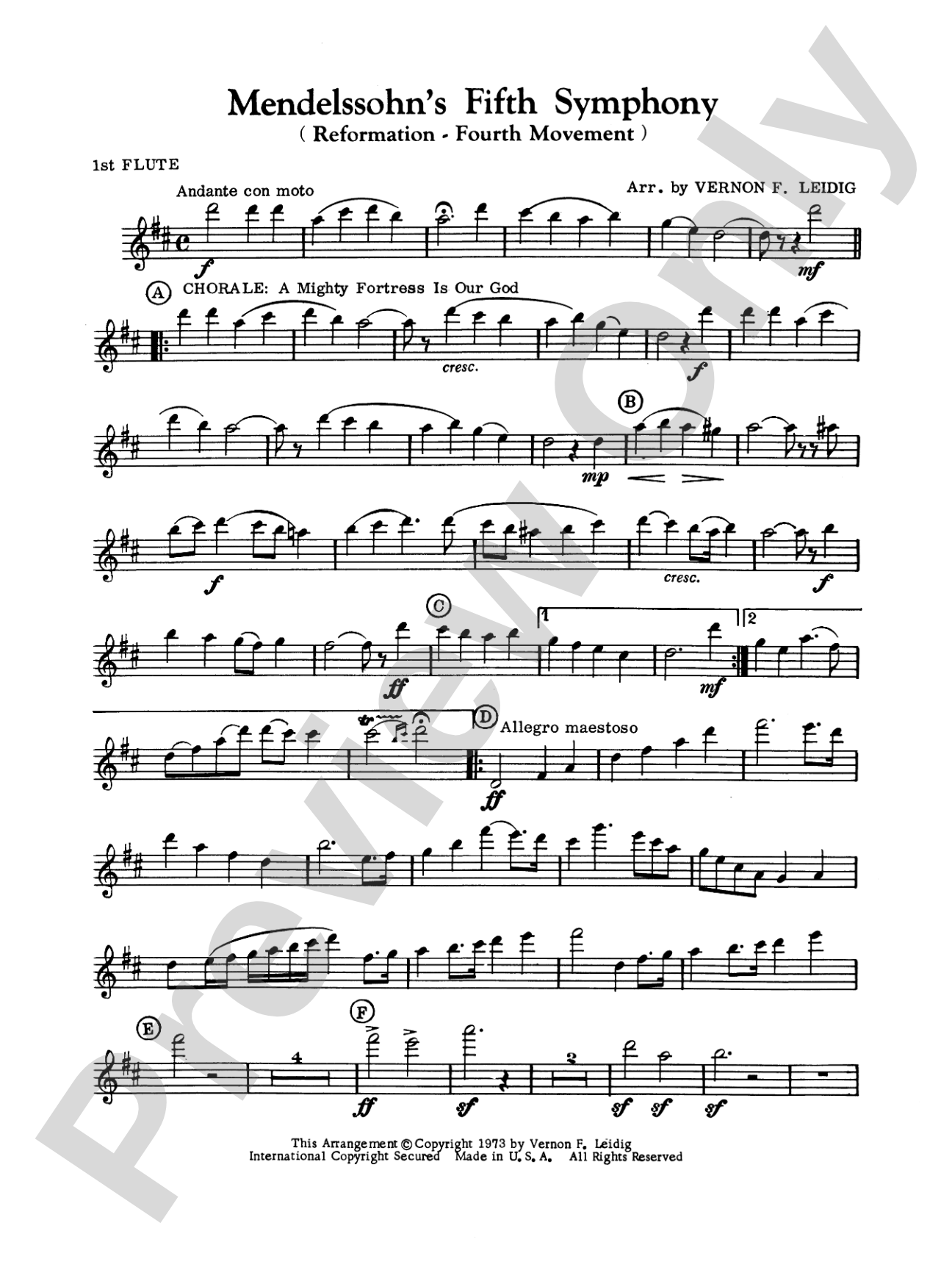 Mendelssohn's 5th Symphony "Reformation," 4th Movement: Flute