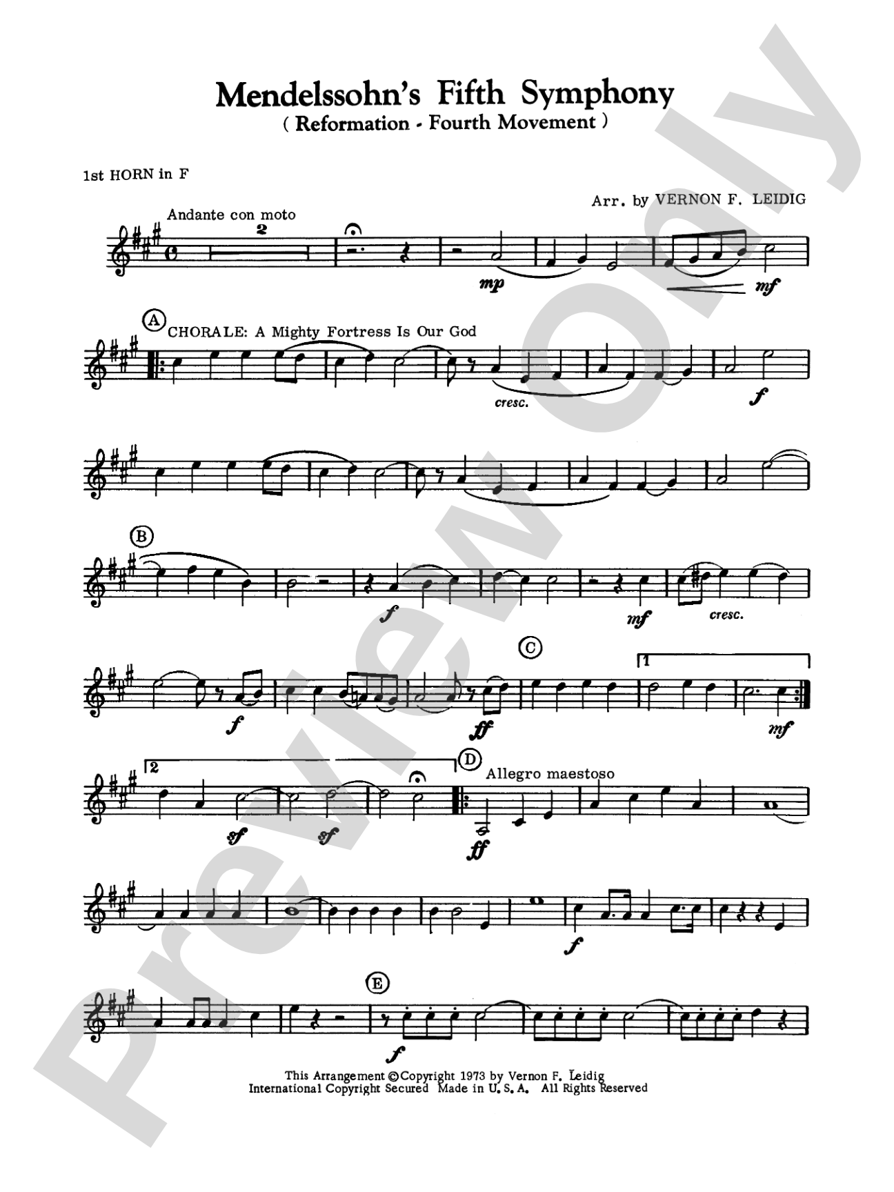 Mendelssohn's 5th Symphony "Reformation," 4th Movement: 1st F Horn
