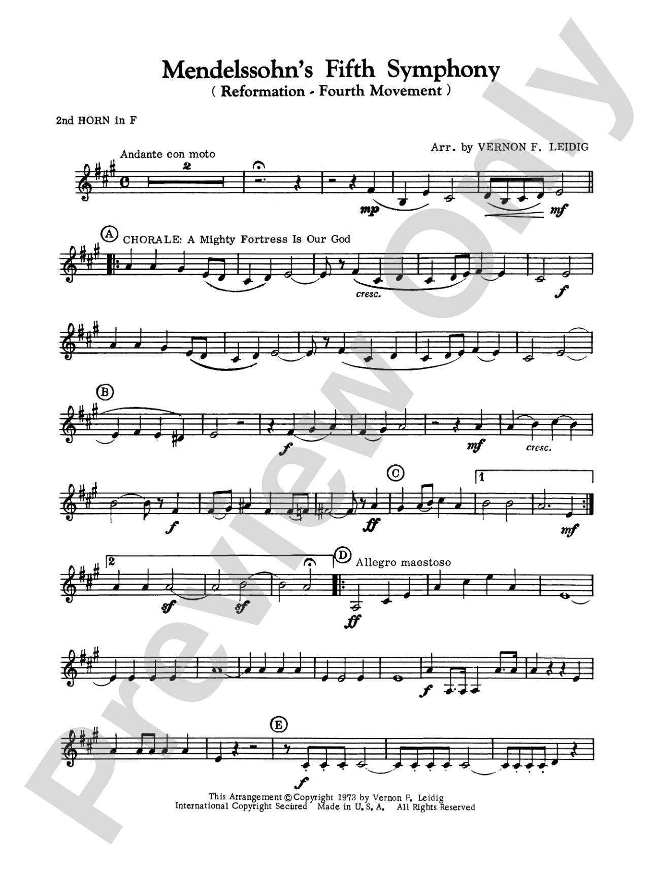 Mendelssohn's 5th Symphony "Reformation," 4th Movement: 2nd F Horn