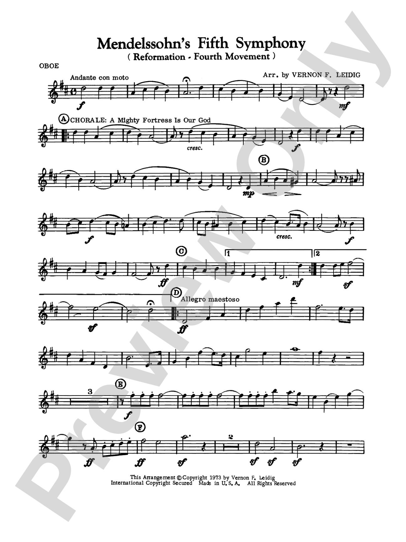 Mendelssohn's 5th Symphony "Reformation," 4th Movement: Oboe