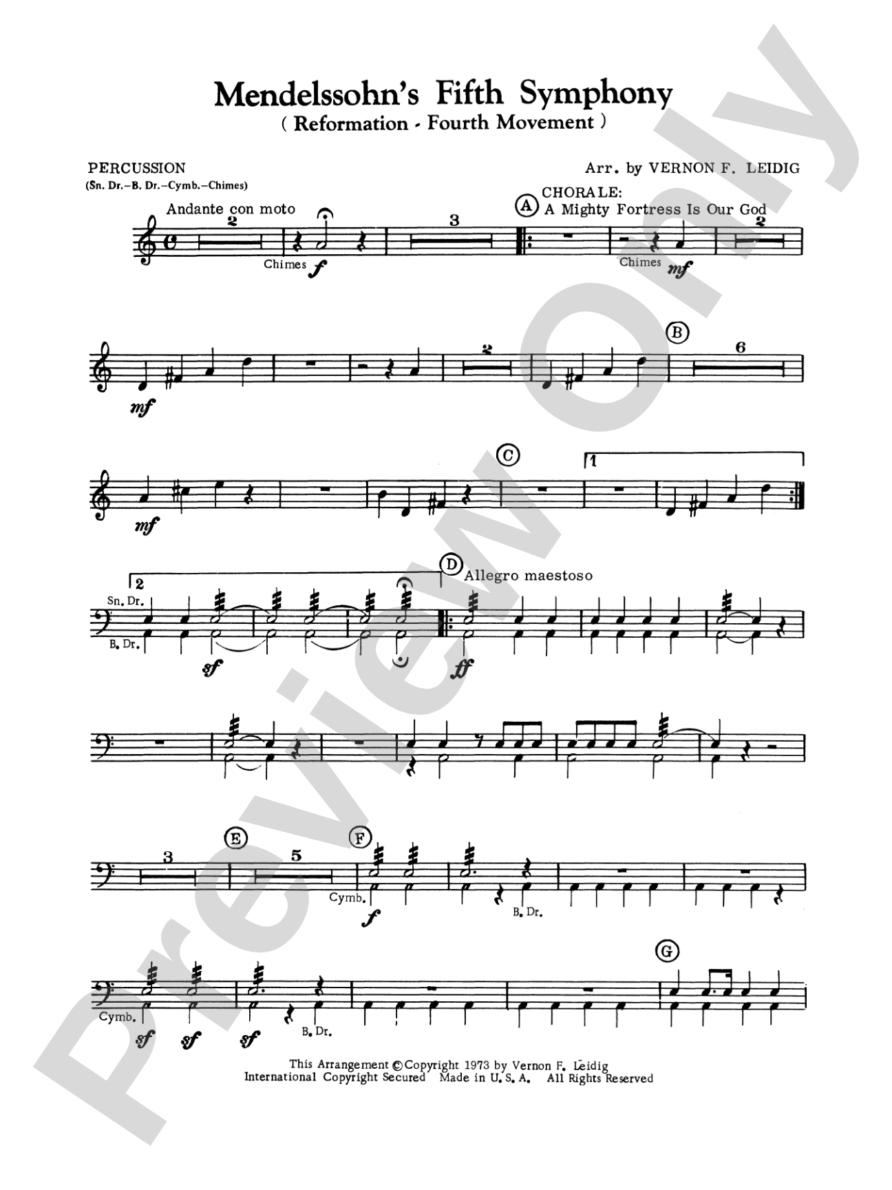 Mendelssohn's 5th Symphony "Reformation," 4th Movement: 1st Percussion