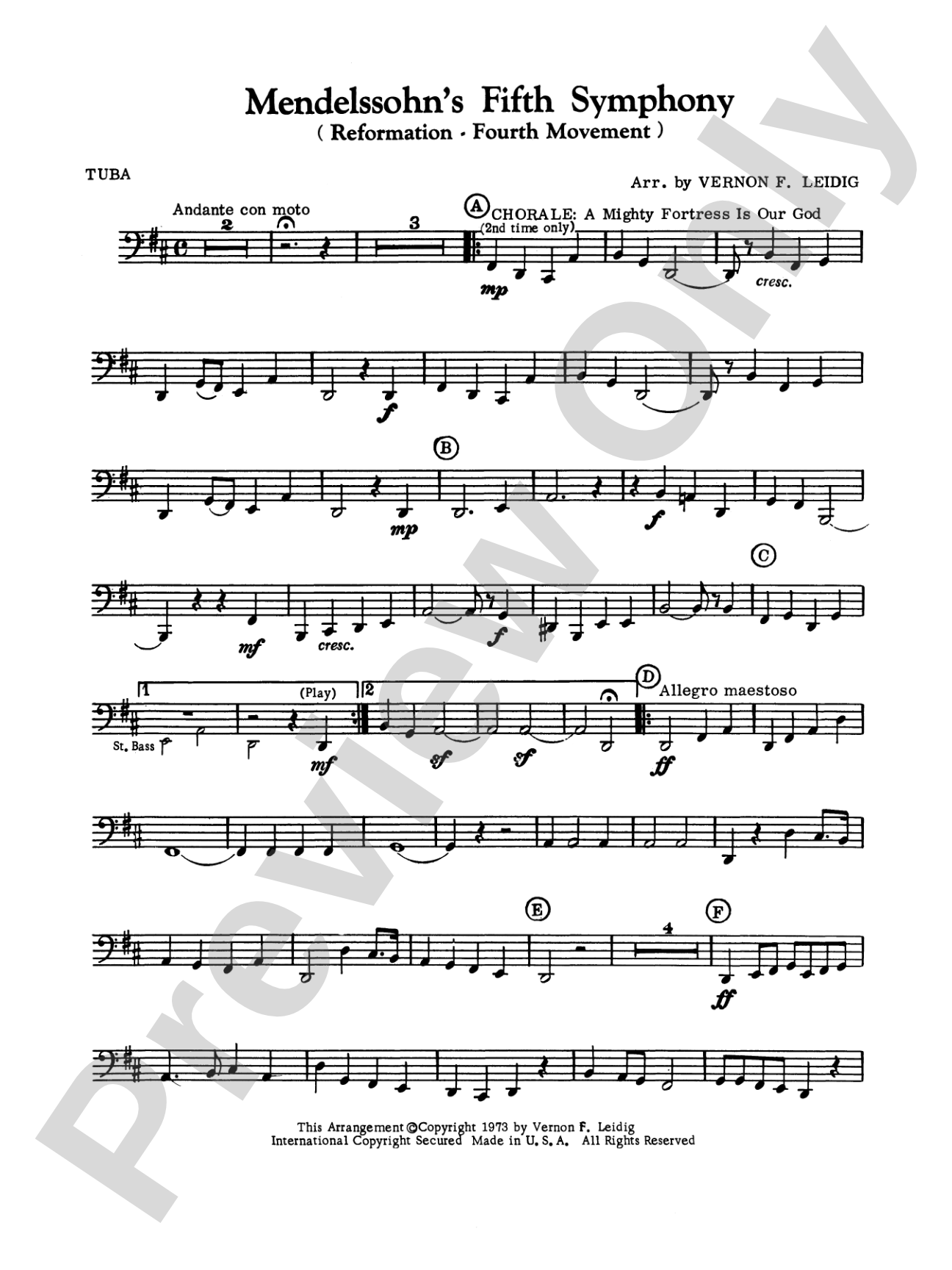 Mendelssohn's 5th Symphony "Reformation," 4th Movement: Tuba