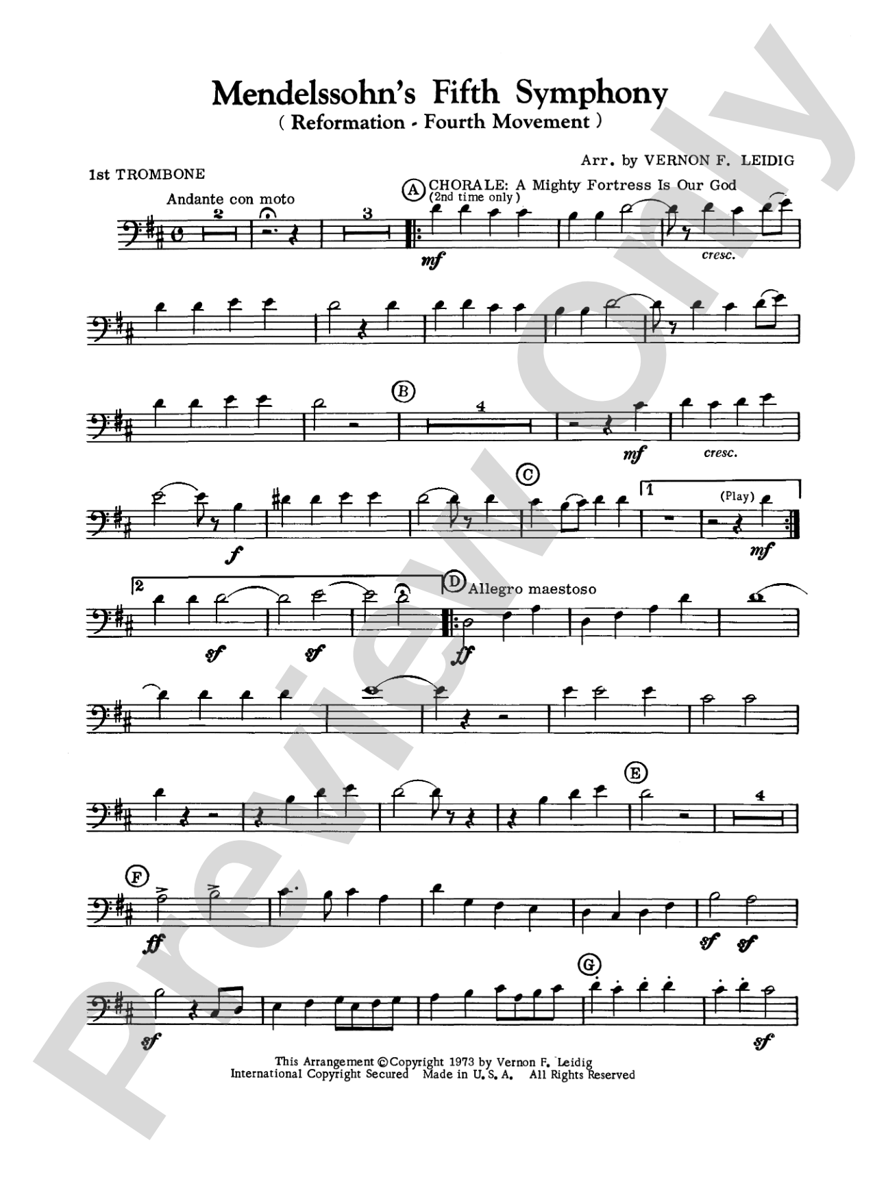 Mendelssohn's 5th Symphony "Reformation," 4th Movement: 1st Trombone