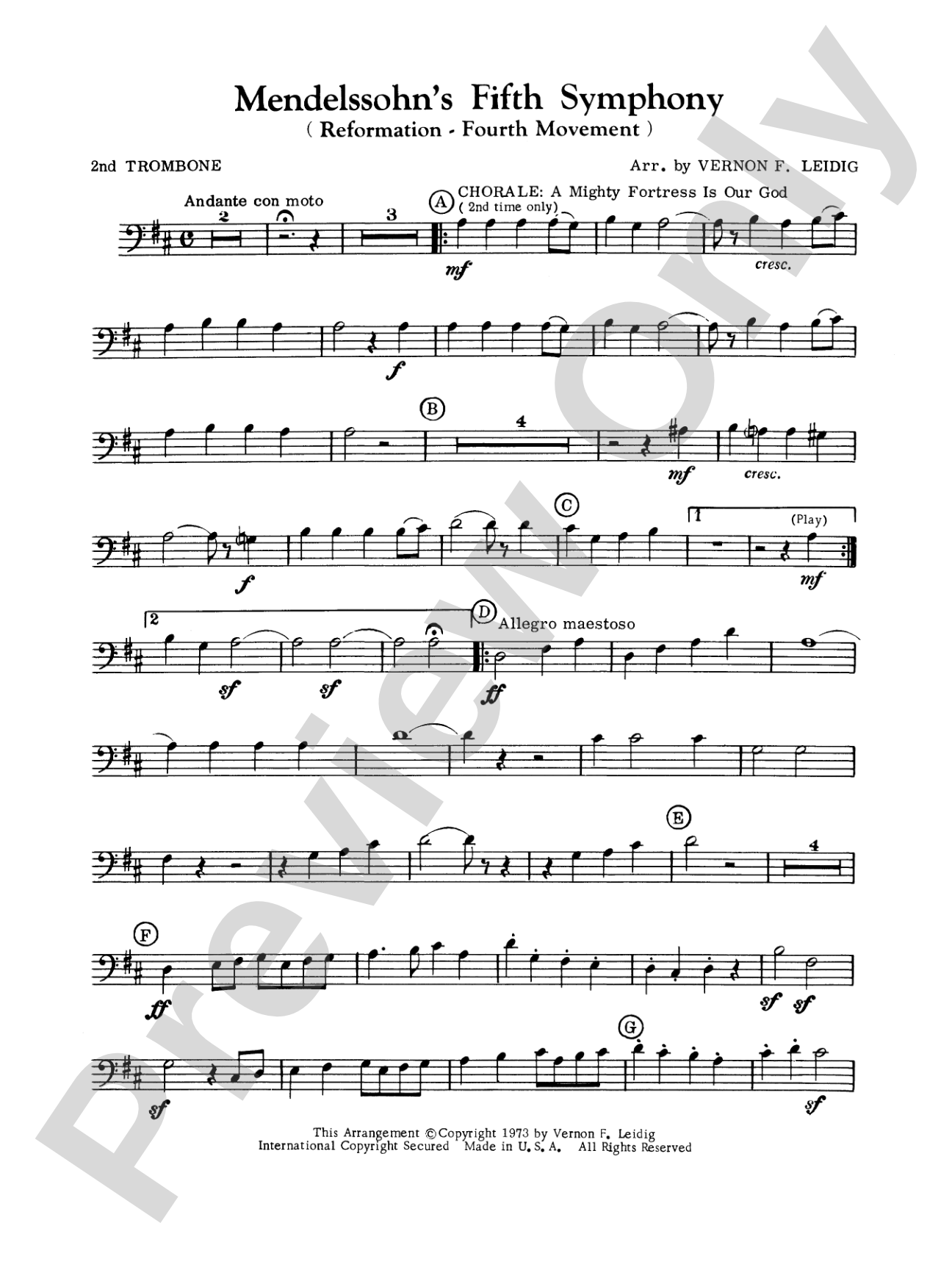 Mendelssohn's 5th Symphony "Reformation," 4th Movement: 2nd Trombone