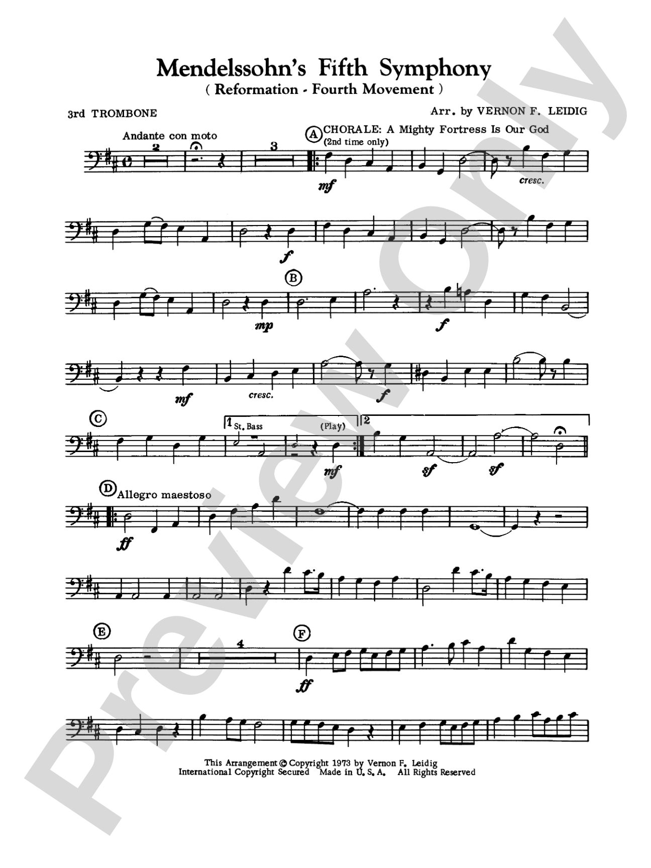 Mendelssohn's 5th Symphony "Reformation," 4th Movement: 3rd Trombone