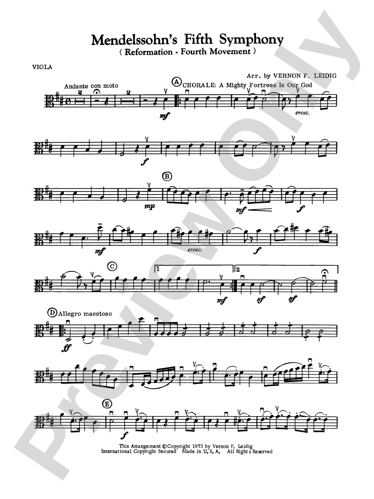 Mendelssohn's 5th Symphony "Reformation," 4th Movement: Viola